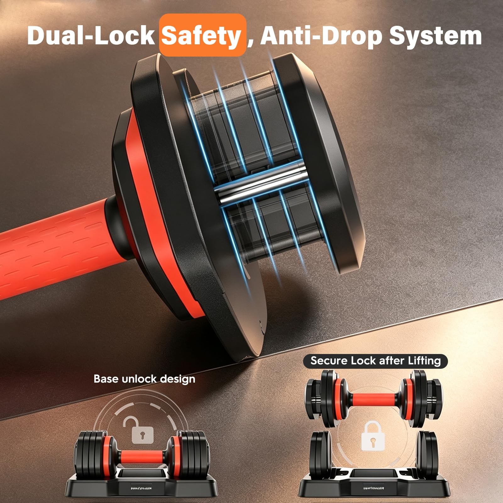 FEIERDUN DB1 QuickDial Adjustable Dumbbell Set, Free Weights with Storage Box