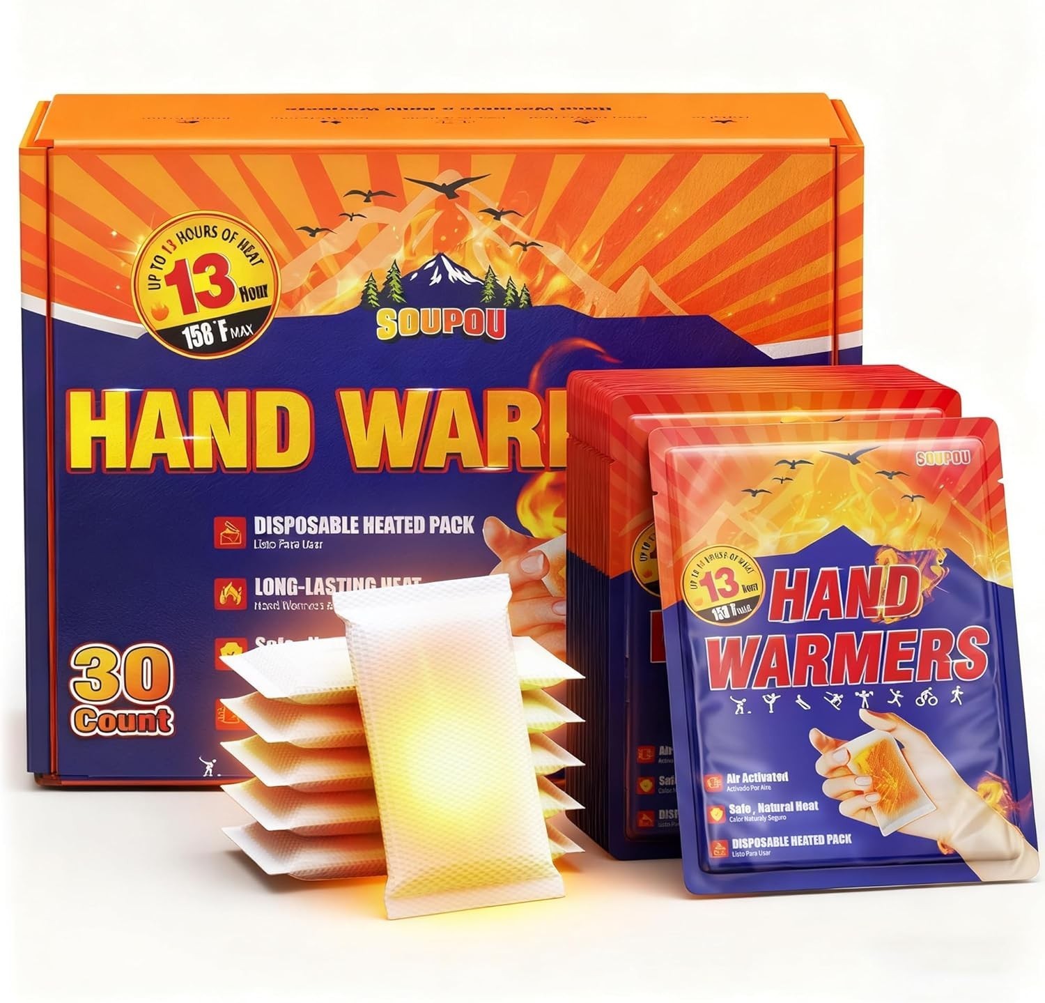 Hand Warmers Disposable 200/150/100/50/30 pcs Up to 13 Hours of Heat Body