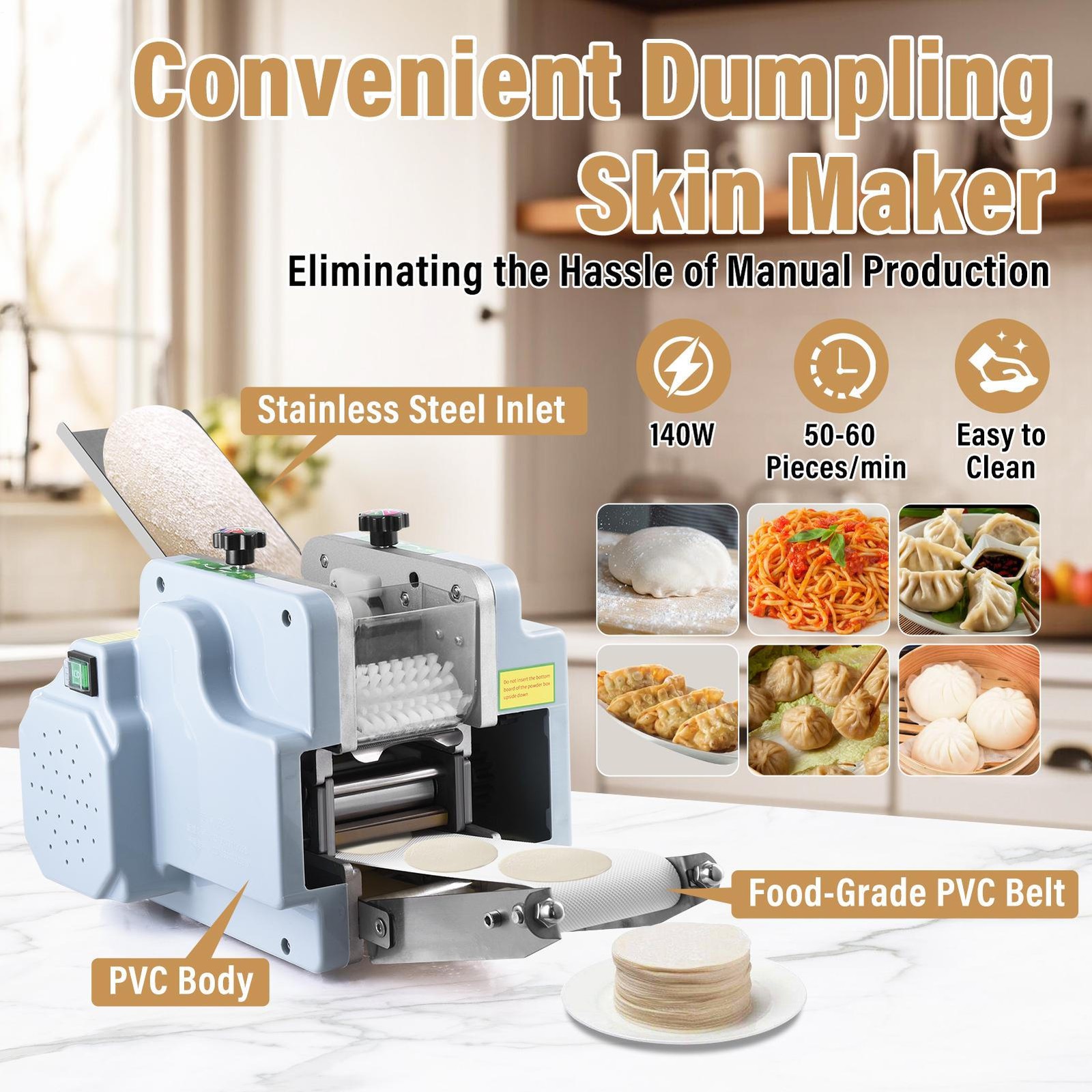 110V Dumpling Wrapper Maker 50-60 Pieces/Min Automatic Dumpling Skin Machine