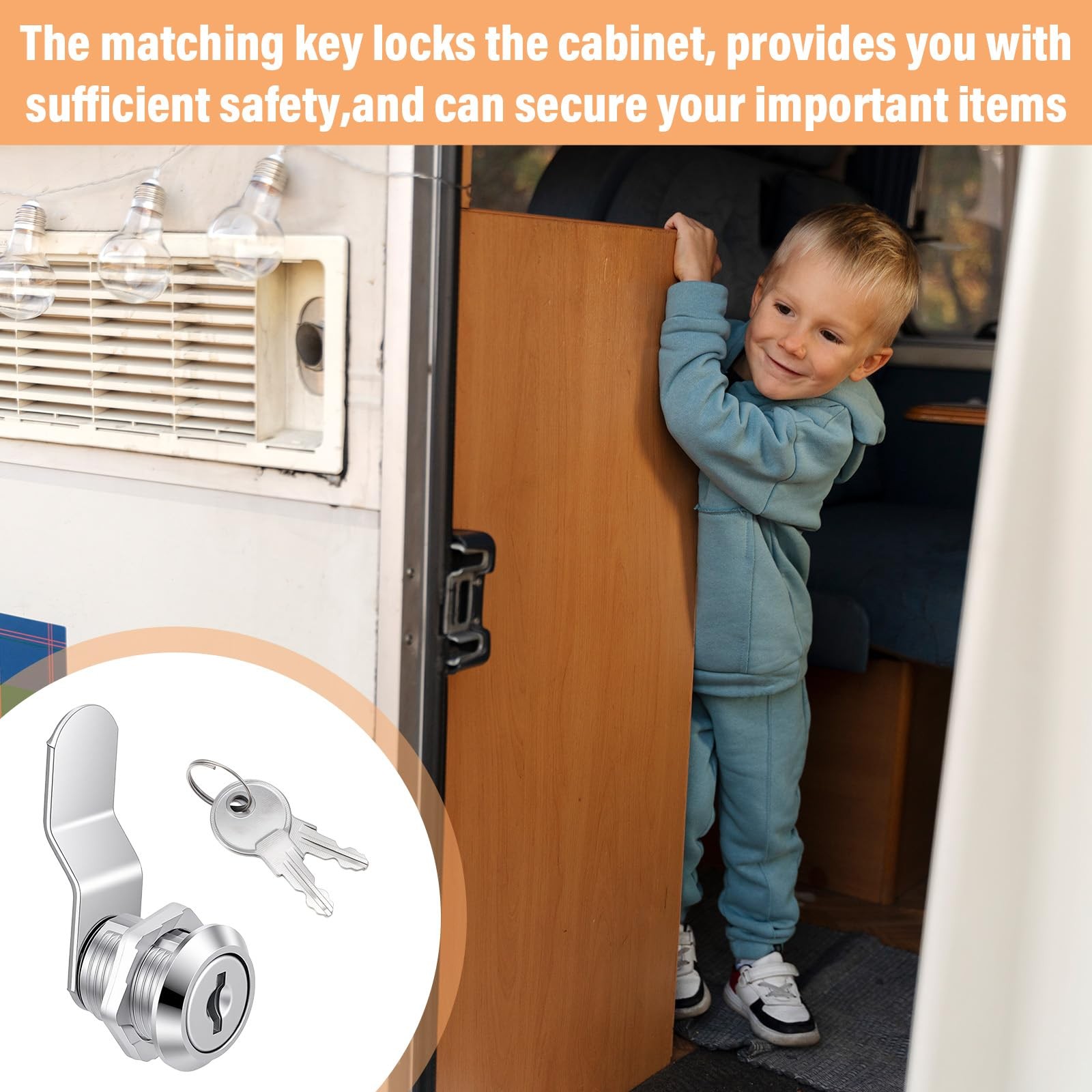 17 Pcs Cabinet Locks with Keys, 5/8 Inch Cam Locks Keyed Alike, Zinc Alloy Re...