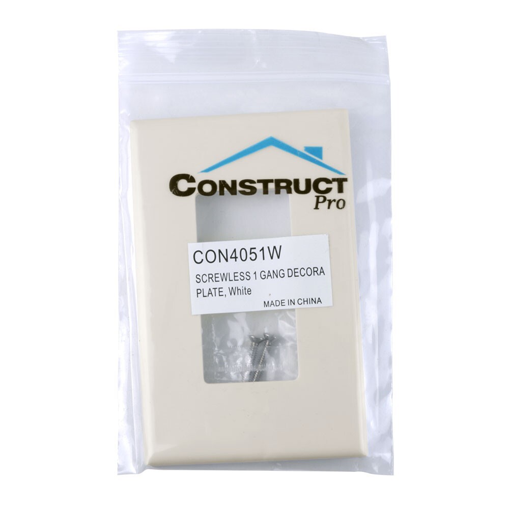 Construct Pro Single Gang Wall Plate with Screwless Face (Light Almond)