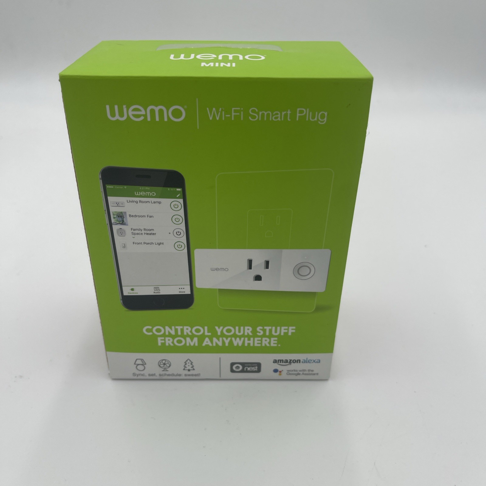 WeMo WiFi Enabled Mini Smart Plug - White (F7C063) Works with Nest Alexa Google
