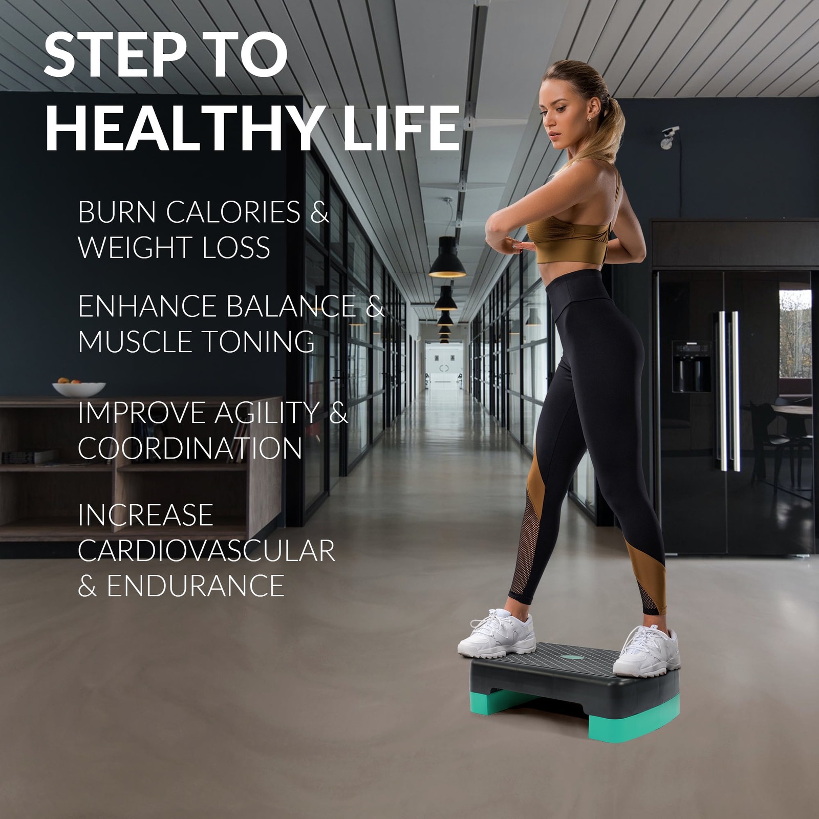 Adjustable Workout Aerobic Stepper Step Platform Trainer, 18-In