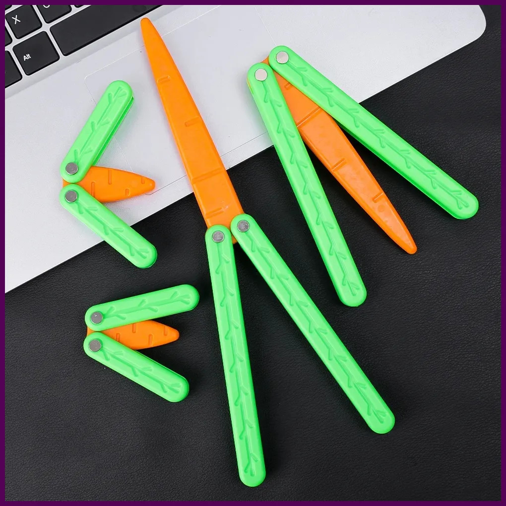 Simulation Carrot Butterfly Knife Gravity 3D Printed Plastic Folding Knife Toys