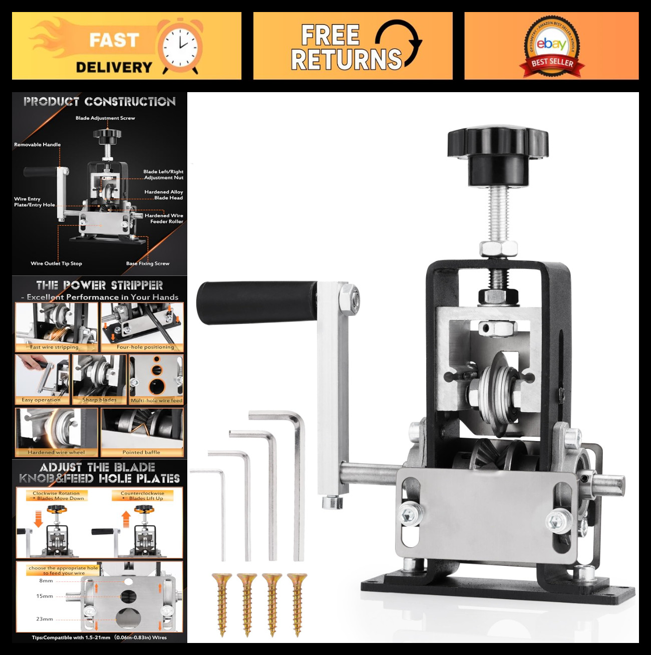 2-in-1 Manual Wire Stripping Machine - Drill/Hand Crank Tool for Copper Recyclin