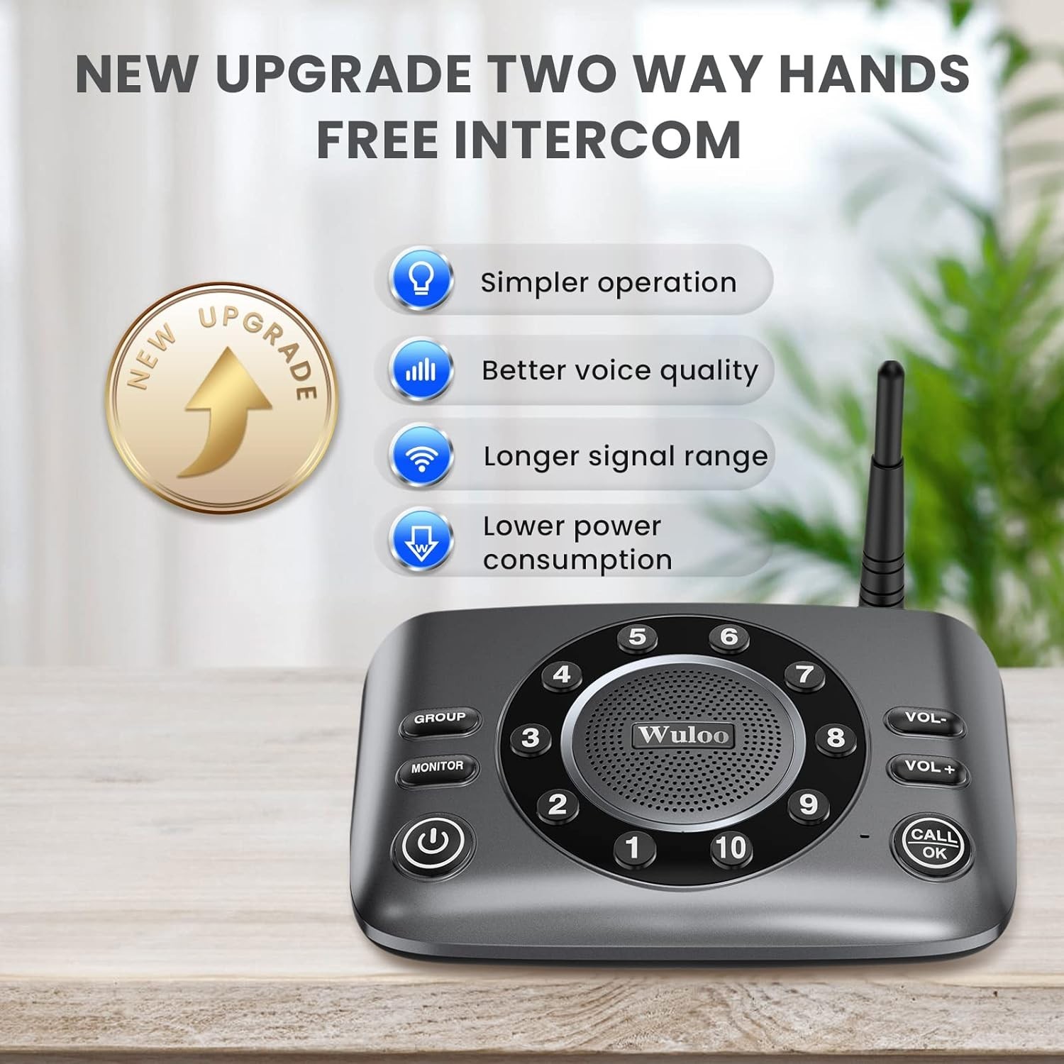 (2) Wuloo Full Duplex 2-Way Audio Wireless Intercom System 5280ft Range S600-P2