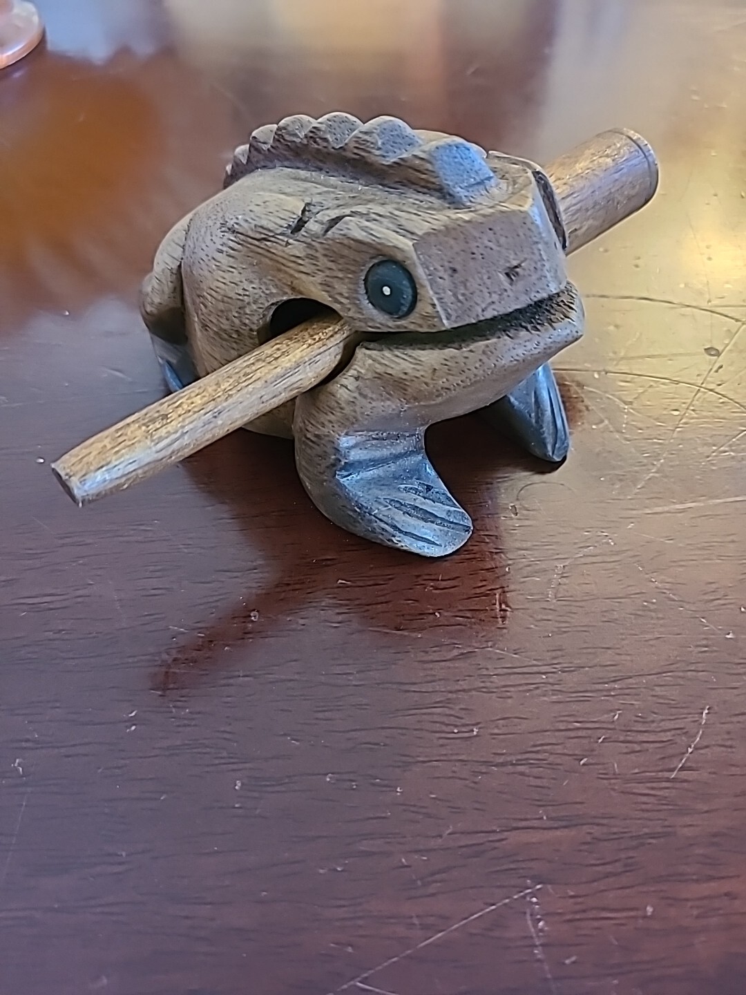 Handcrafted Wooden Frog Rythym Percussion Musical Instrument 4x3x3" L
