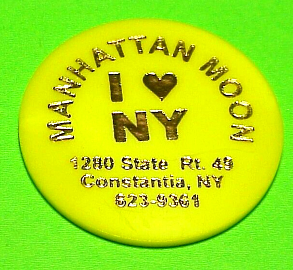 CONSTANTIA NEW YORK NY MANHATTAN MOON I LOVE NY /  REV. BLANK YELLOW TRADE TOKEN