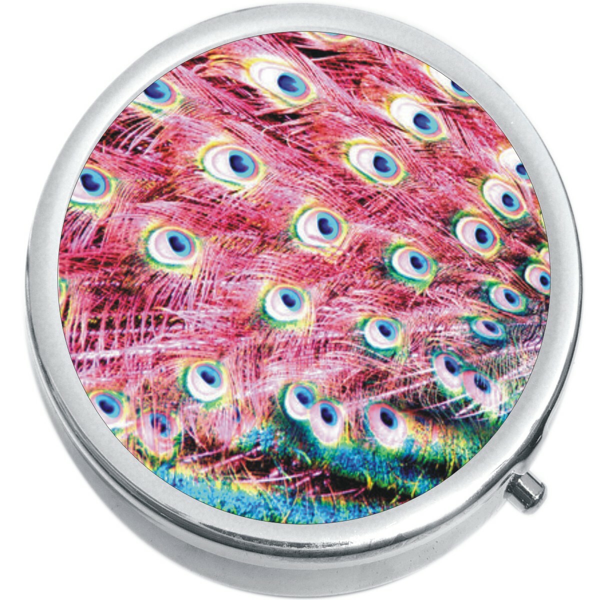 Peacock Feathers Medicine Vitamin Compact Pill Box