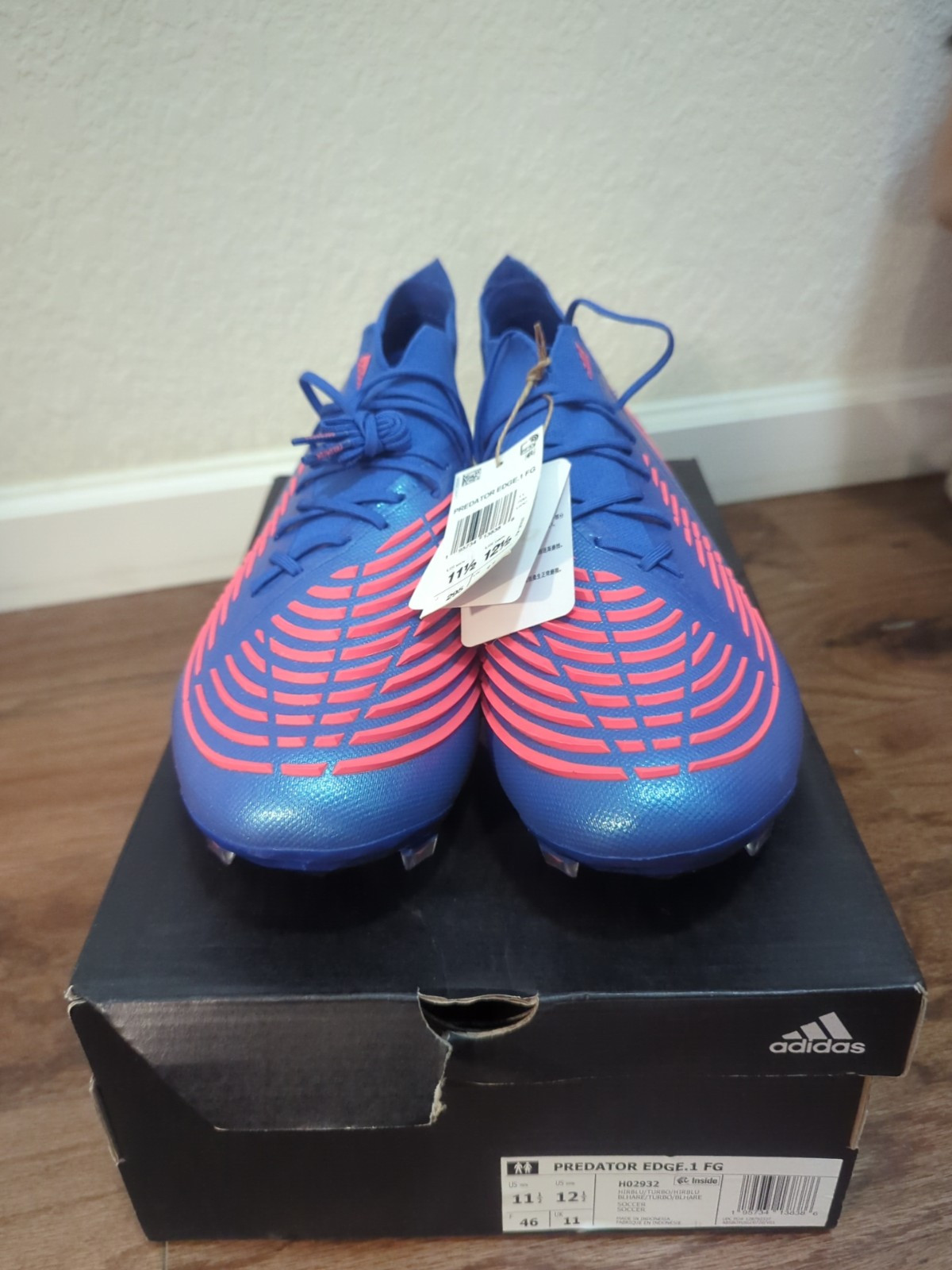 Adidas Predator Edge.1 FG Soccer Cleats Blue, Men's Size 11.5  Women's Size 12.5