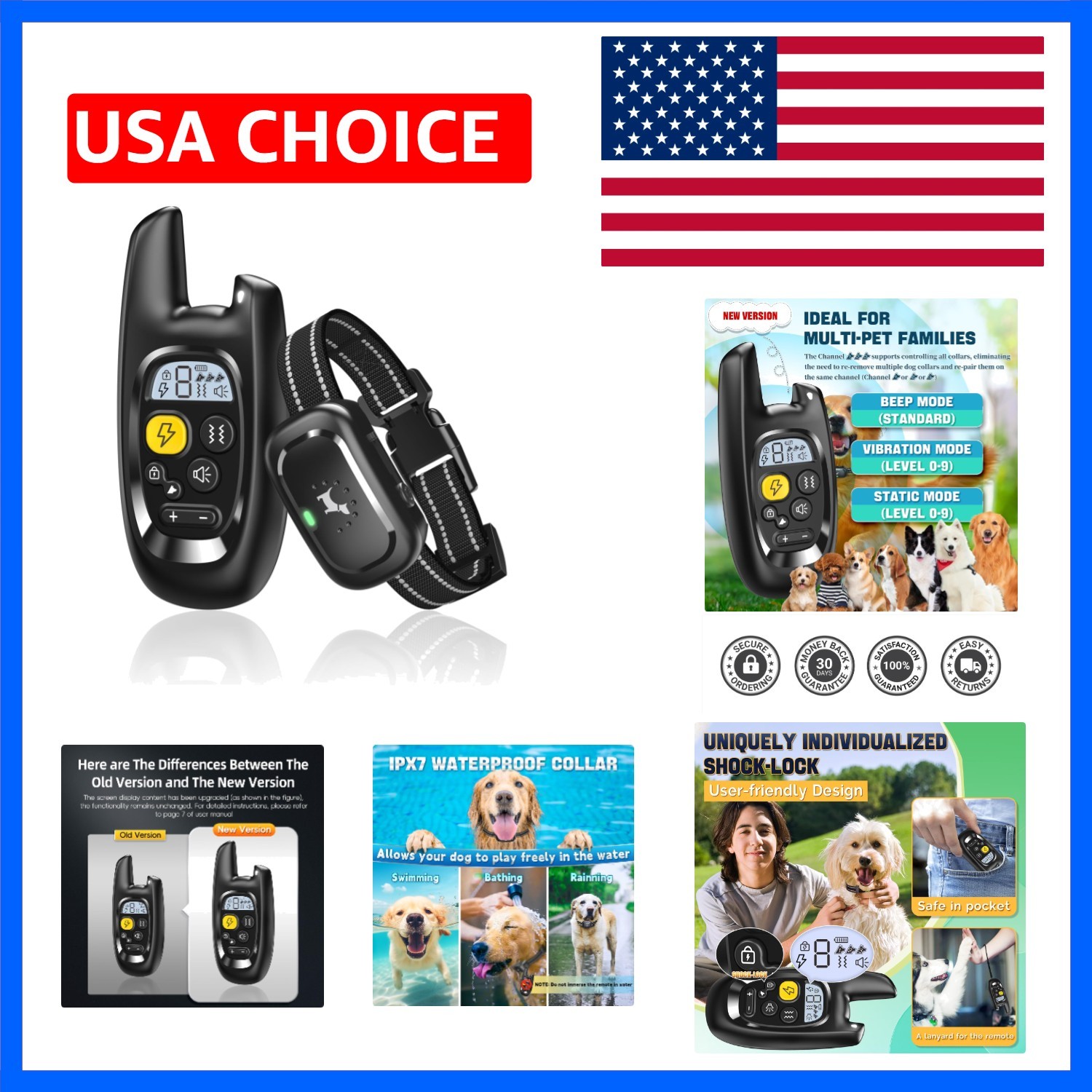Dog Shock Collar with Remote Control- Training Collar for Small Medium Large ...