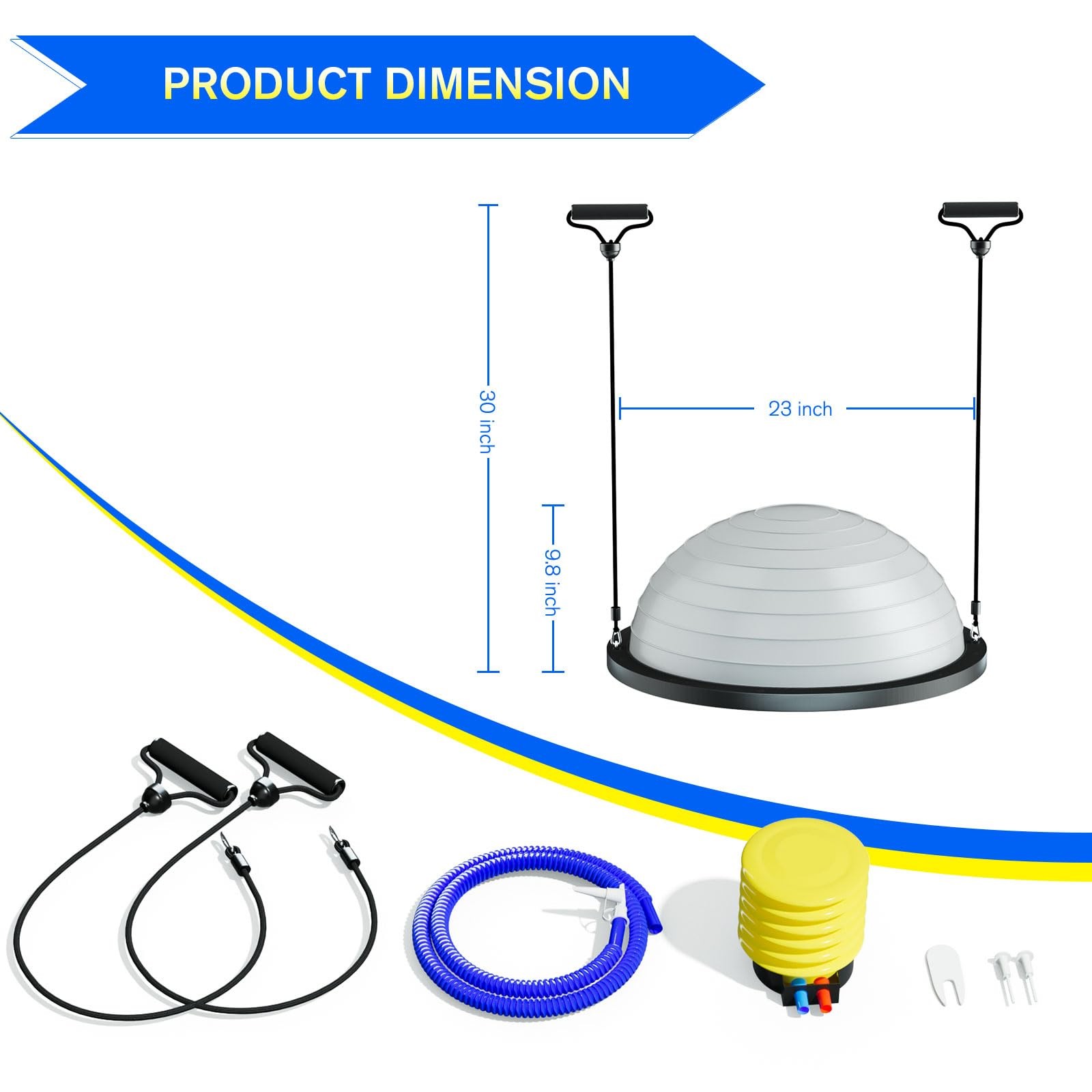 Half Balance Trainer - 23 Inch Half Exercise for Workout, Physical Therapy, Y...