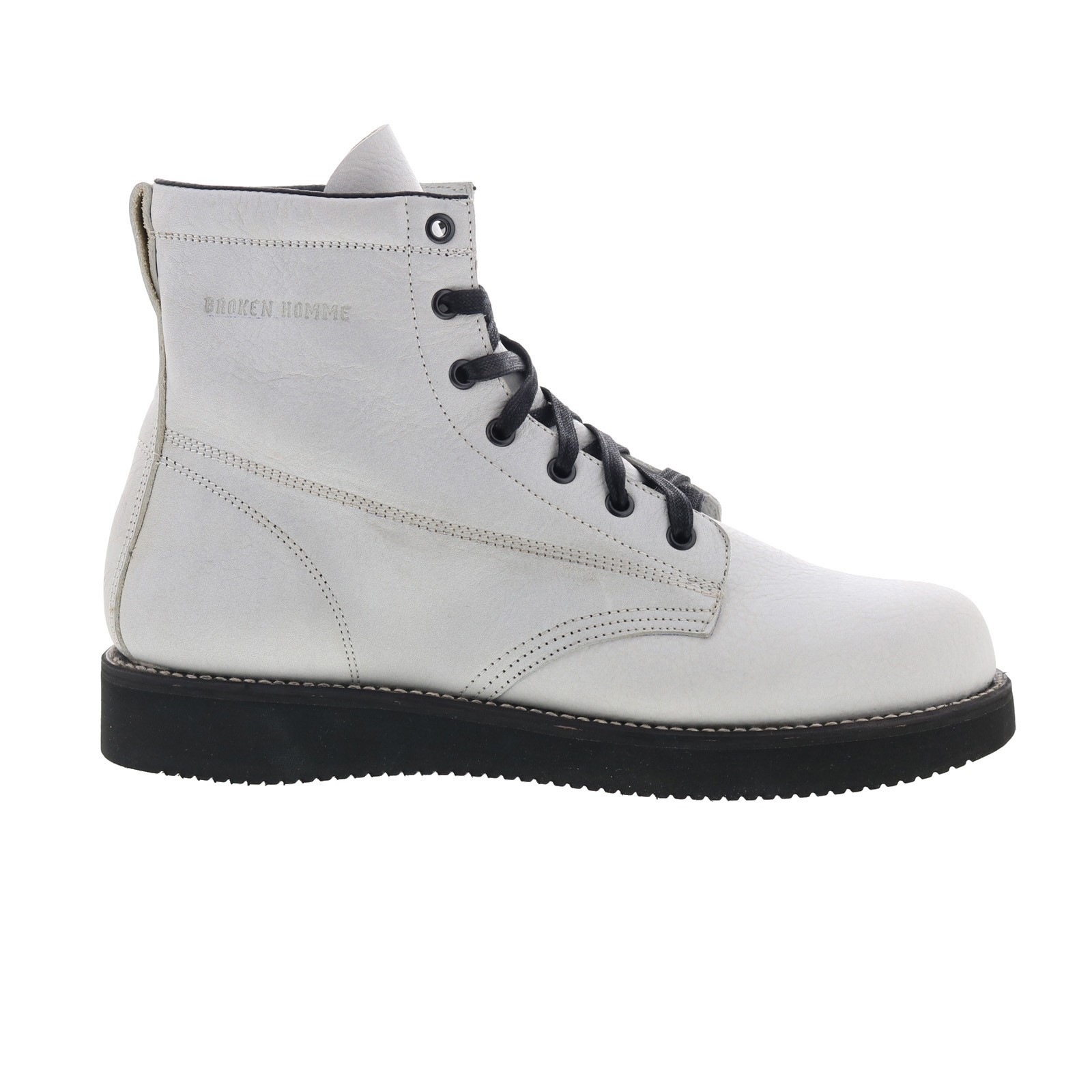 Broken Homme James Boot FB12002 Mens White Leather Casual Dress Boots