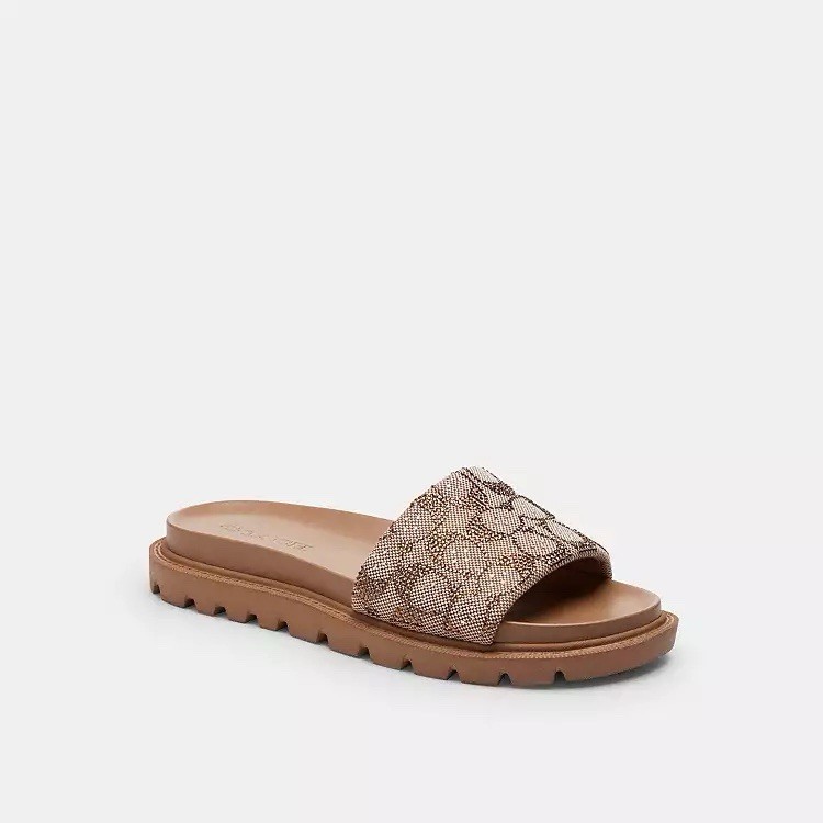 Coach Brynn Slide Sandal In Crystal Signature Jacquard, CEF53  (Choose Size)
