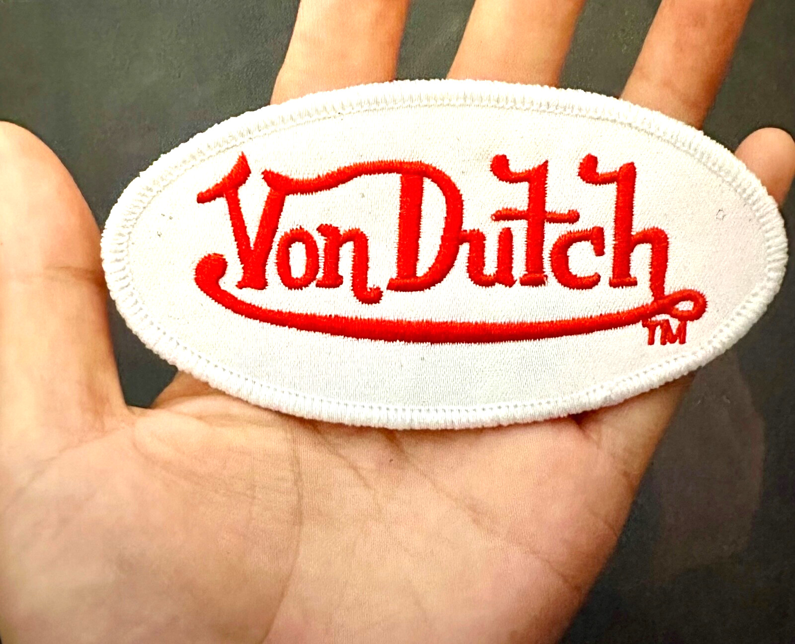VINTAGE STYLE VON DUTCH EMBROIDERED IRON-ON PATCH...RARE CONFIGURATION..
