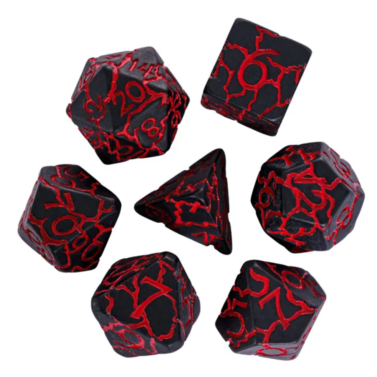 ⚡🔴Black/Red Crackle Dice Set | RPG DnD Dungeons Dragons AD&D Pathfinder d20