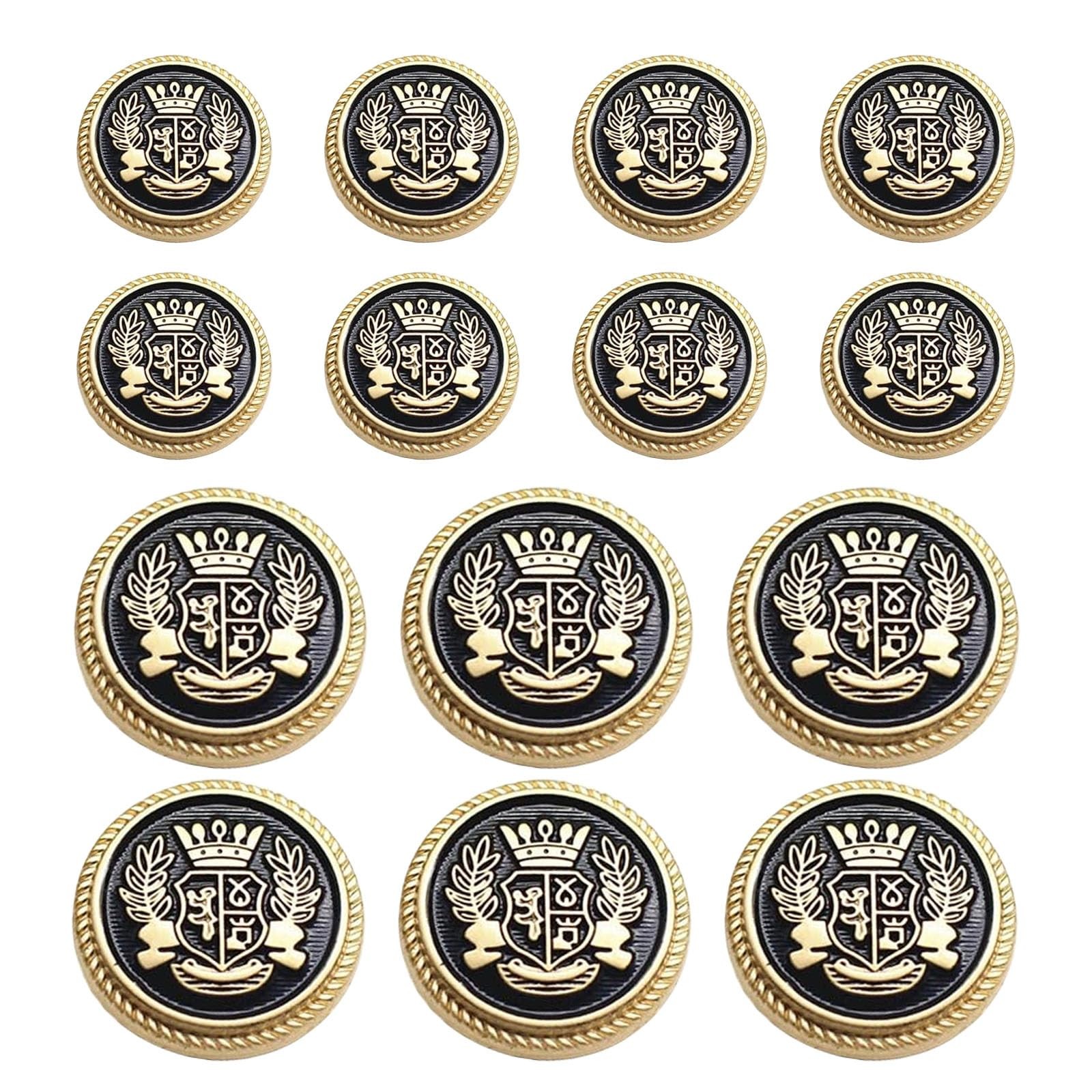 14 PCS Metal Blazer Button Set 15mm 23mm Gold Sewing Buttons Black Gold Vintage