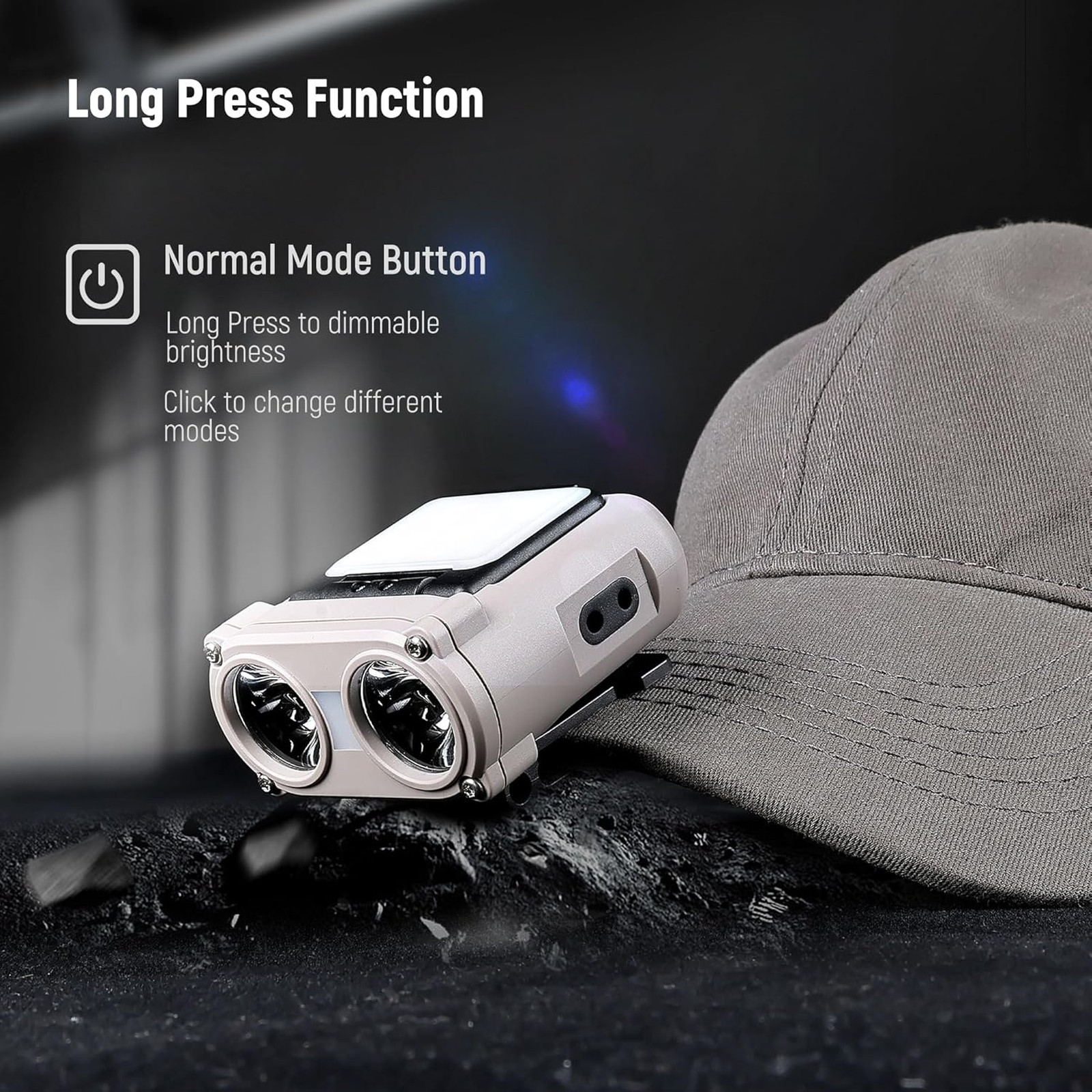 LED Hard Hat Light, Rechargeable 800 Lumens Dimmable Headlamp, 180° Adjustable