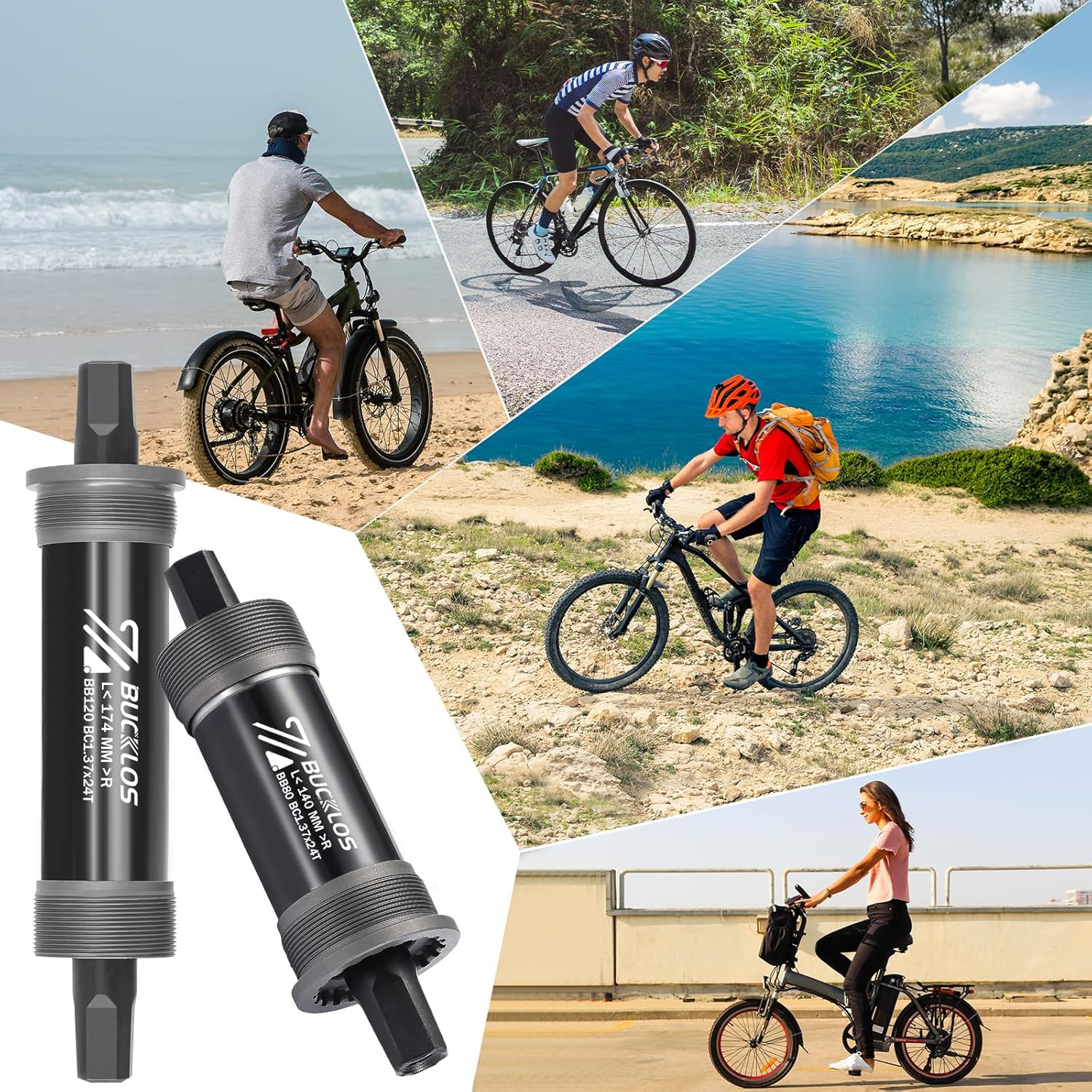 Bike Square Taper Bottom Bracket - 68/80/90/100/110/120x110.5 113 116 118 122...