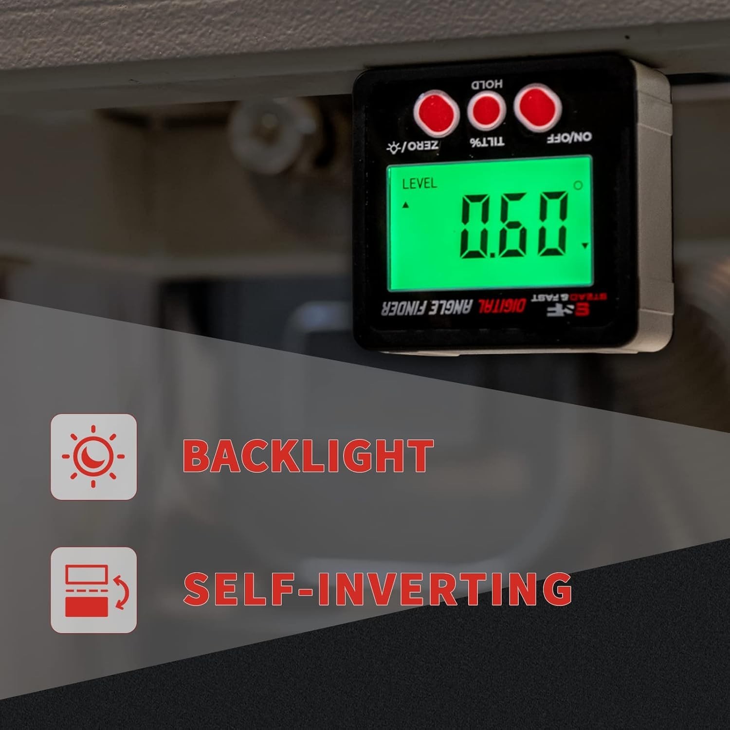 Magnetic Digital Angle Finder - Backlight Display