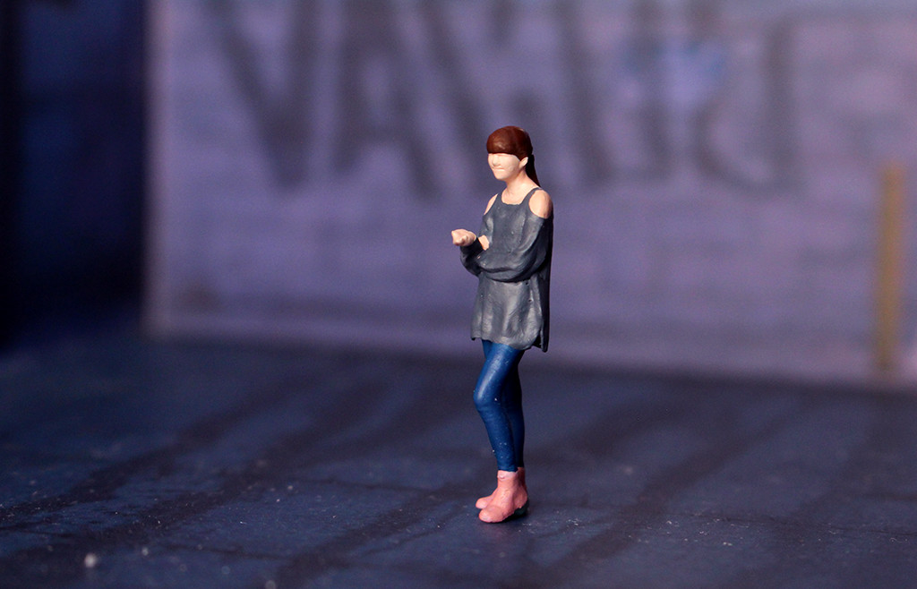 3D PRINT 1/64 sexy fashion lady blue girl  fit 1:64 car street stand