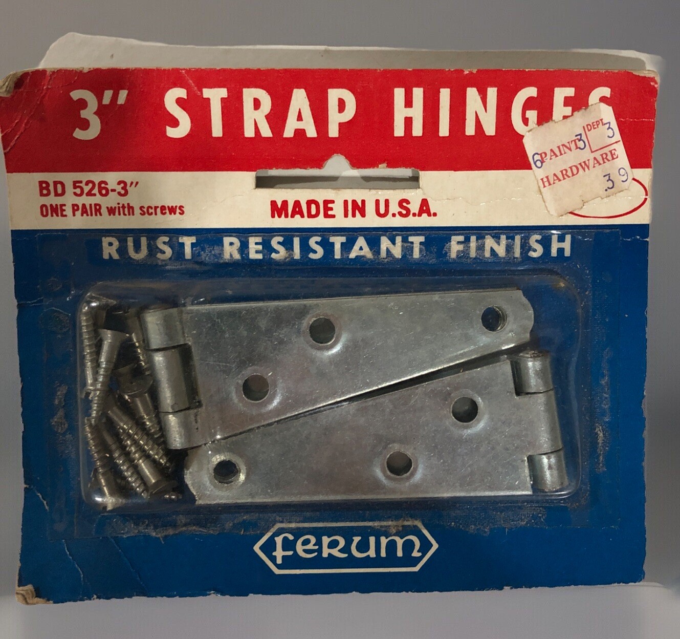 FERUM #BD526rust Resistant Finish USA LIGHT STRAP HINGE VINTAGE