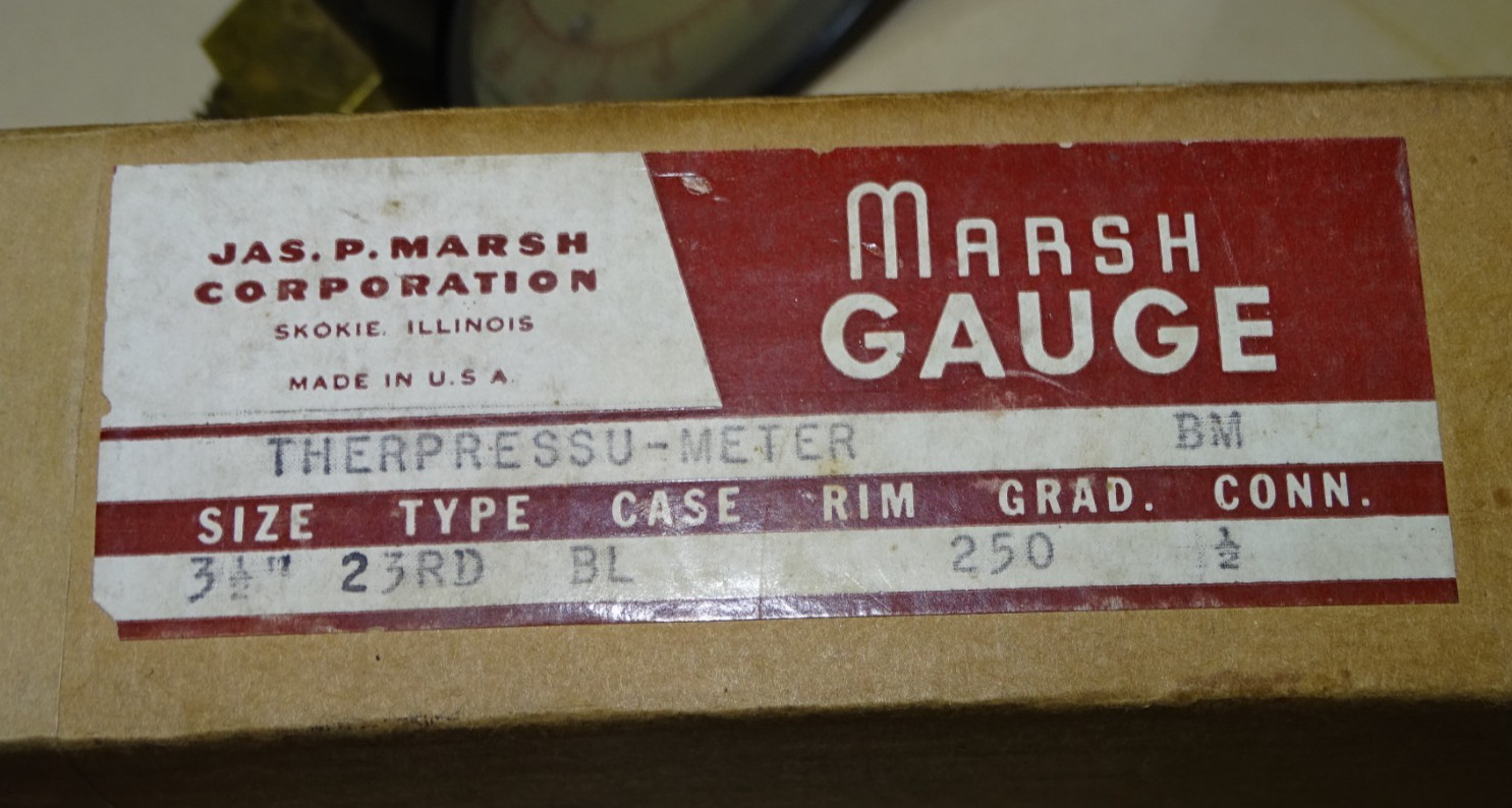 Marsh Pressure & Temperature Gauge, Vintage, NOS, Steampunk