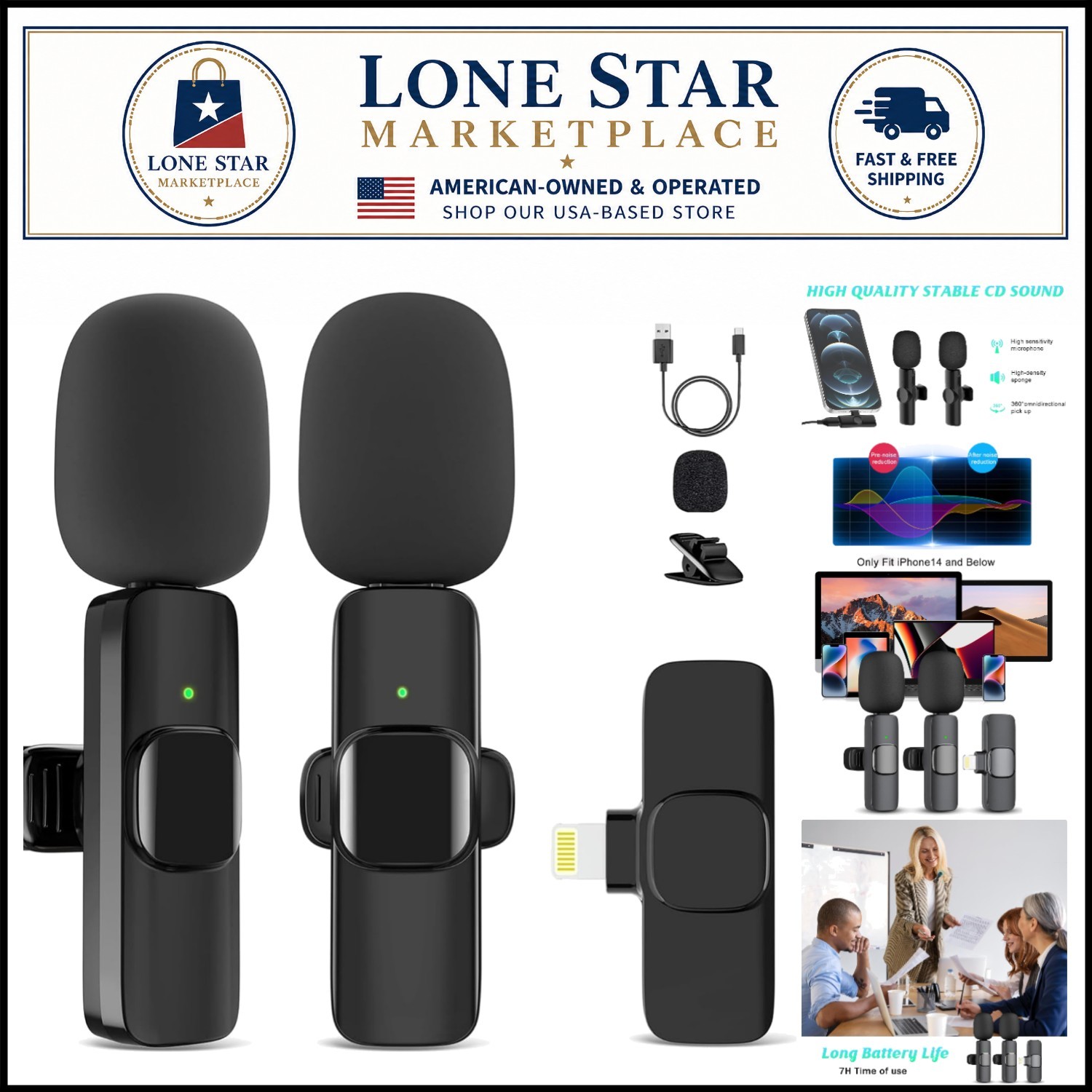 Compact Wireless Mini Microphone Set for iPhone 14 & Below - Easy Plug & Play
