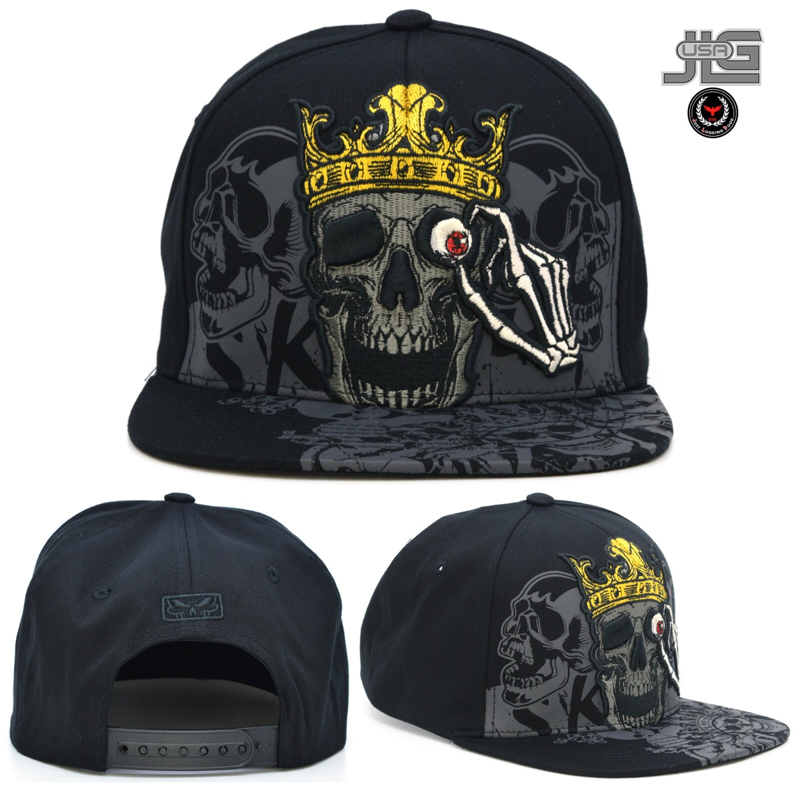 Skull King New TL Embroidery Snapback Hip Hop Hat Skulls Adult Adjustable Cap