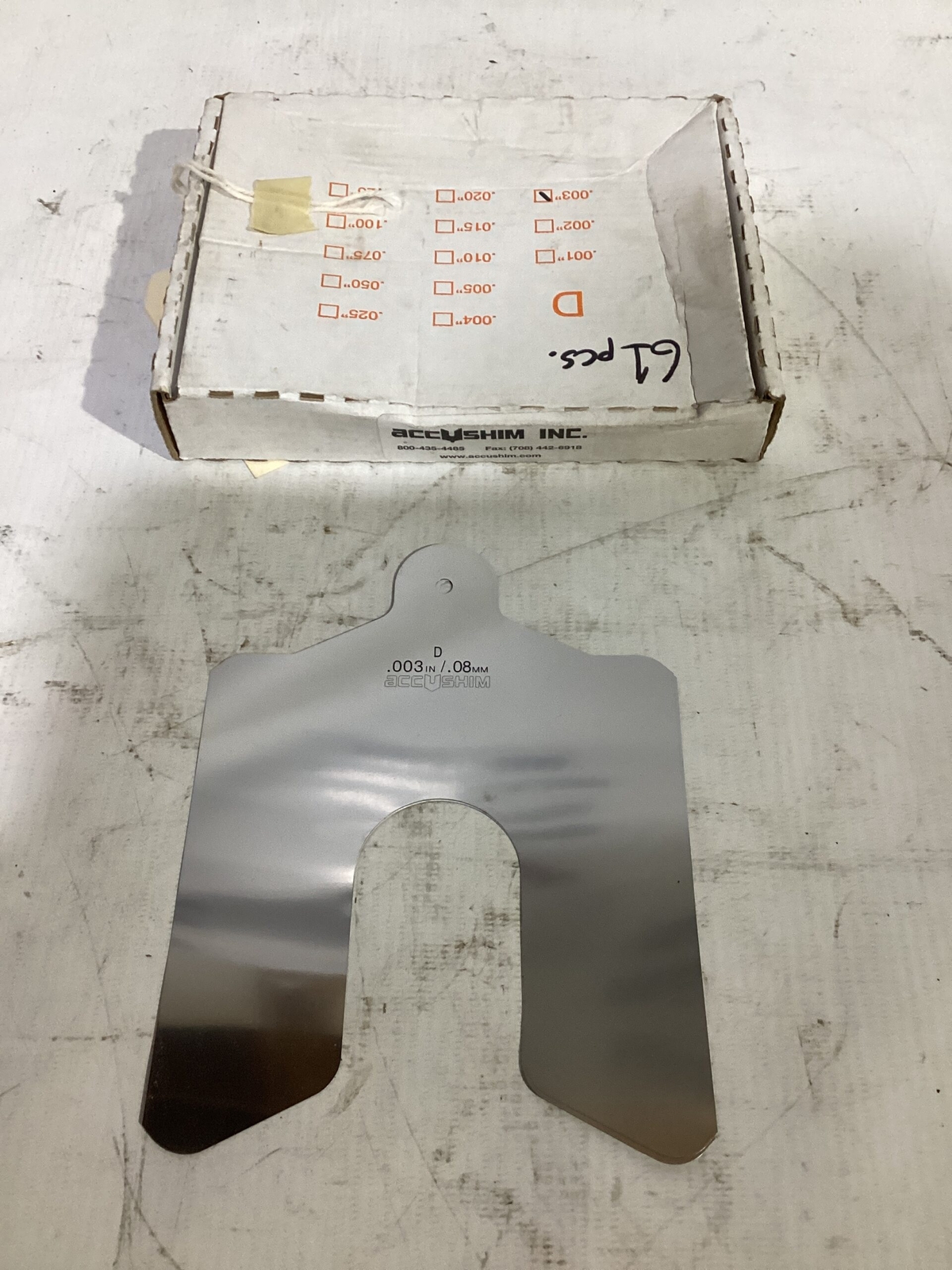 ACCUSHIM D.003 Stainless Slotted Shim Stock 5” x 5” x .003” -NIB of 61