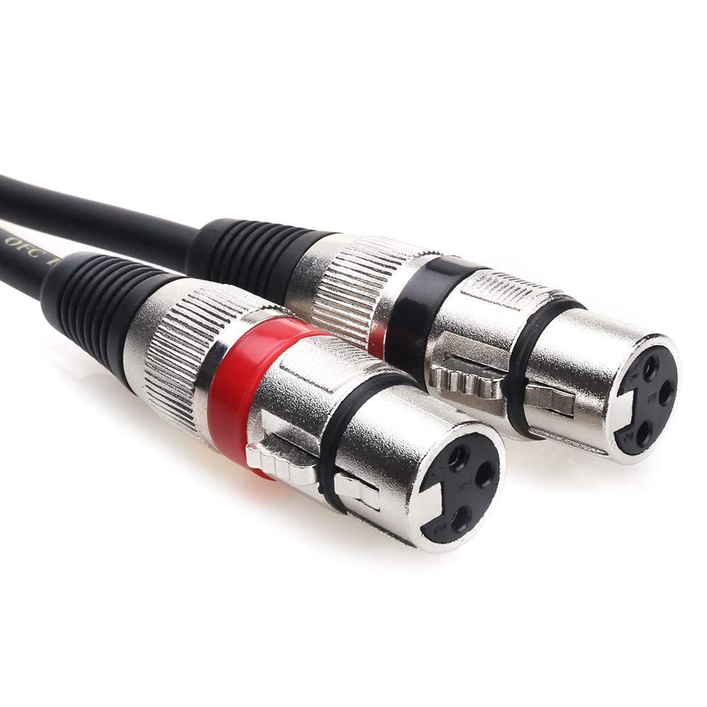 Tisino Dual XLR to 3.5mm Stereo Mic Cable, 2 Female 6.6 feet, Black