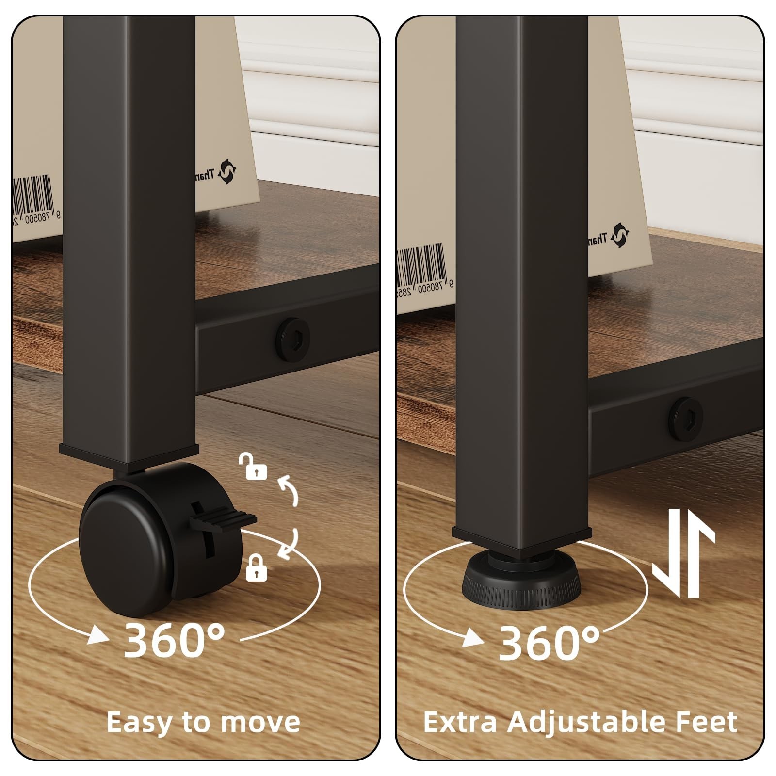 Large Printer Stand with Storage Drawer, 2-Tier Under Desk Table for Home Off...