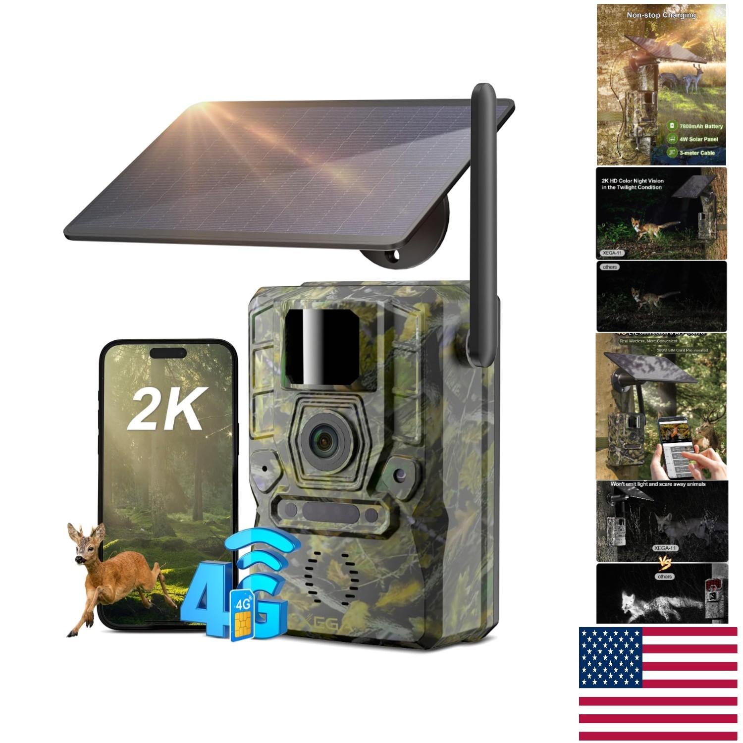 4G Solar Trail Camera - 2K HD Wildlife Monitoring with Live Feed & Night Vision
