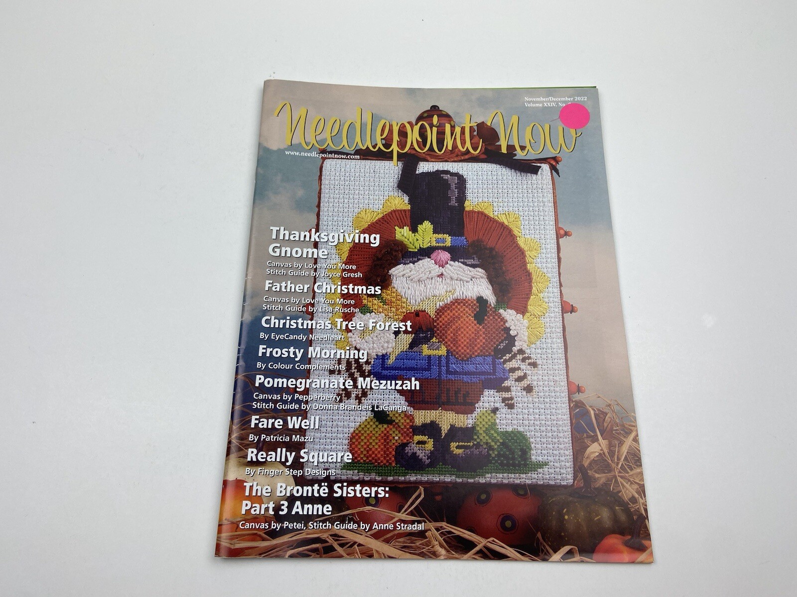 Needlepoint Now Magazine Nov Dec 2022 Vol XXIV No 6 Thanksgiving Gnome Frosty