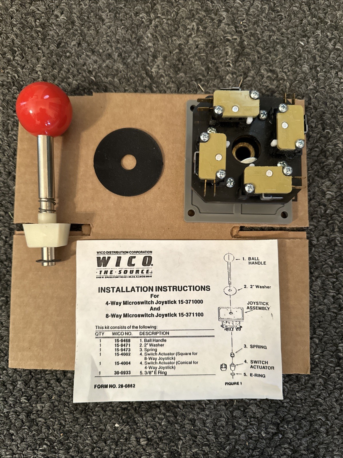 Wico Original 4 Way Or 8 Way Arcade Video Game Joystick Red Ball 3 1/2 Shaft New