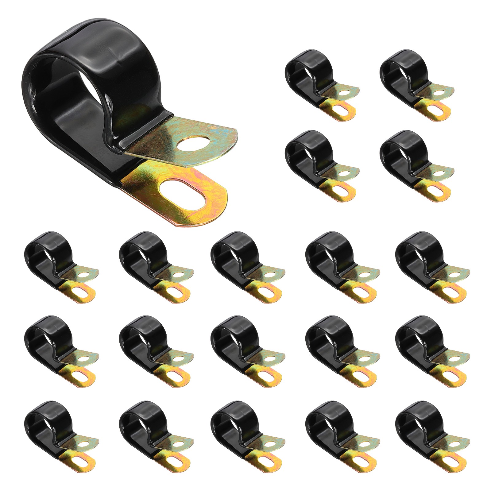 20Pcs 3/4" Vinyl Coated Cable Clamps Galvanized Steel Metal Cable Clips Black