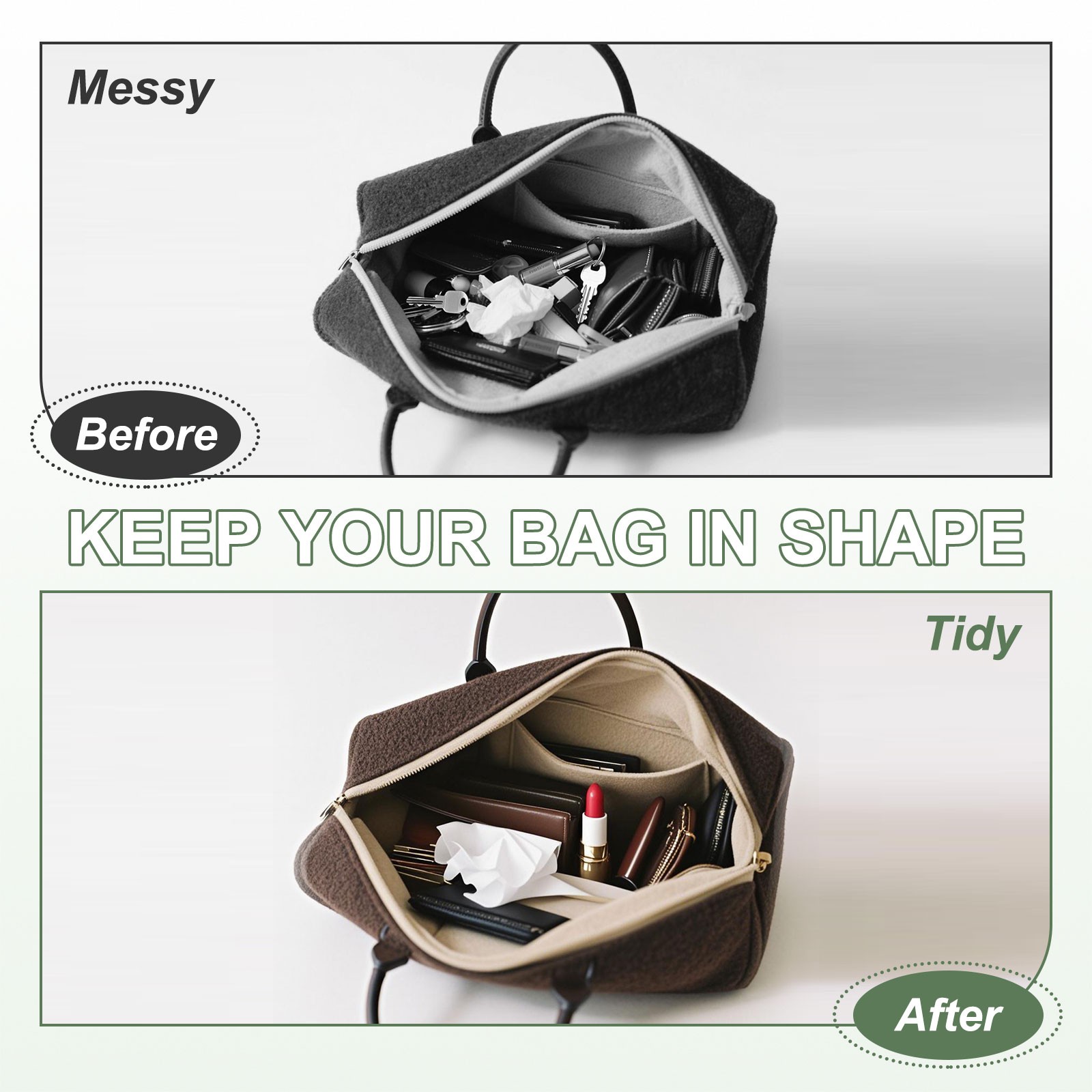 Felt Base Shaper, Bag Bottom Shaper 11 x 6 Inch for Purse (Light Gray)