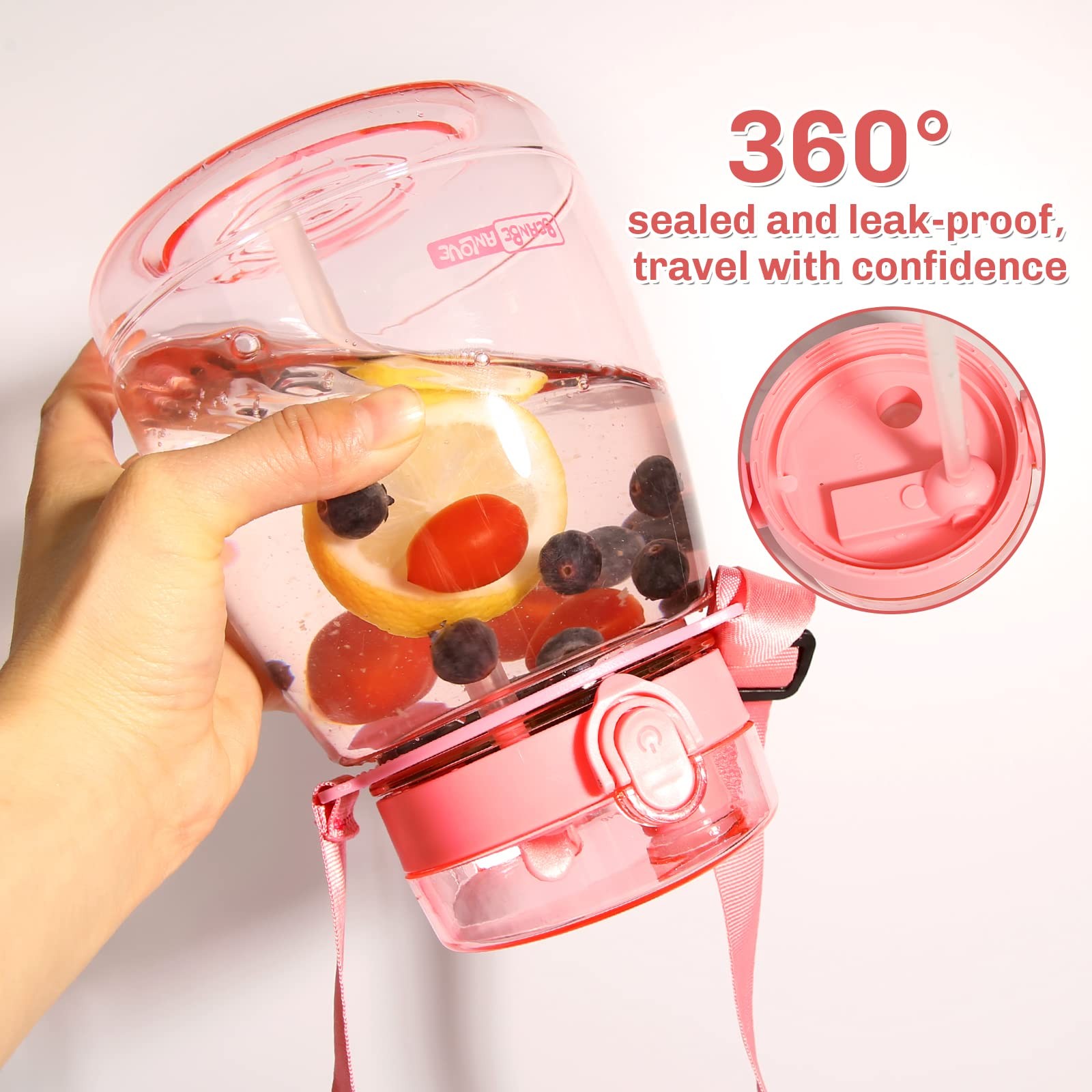 Pink Cute Water Bottles, Upgrade 45oz Water Bottles, Photo Artifact with Shou...
