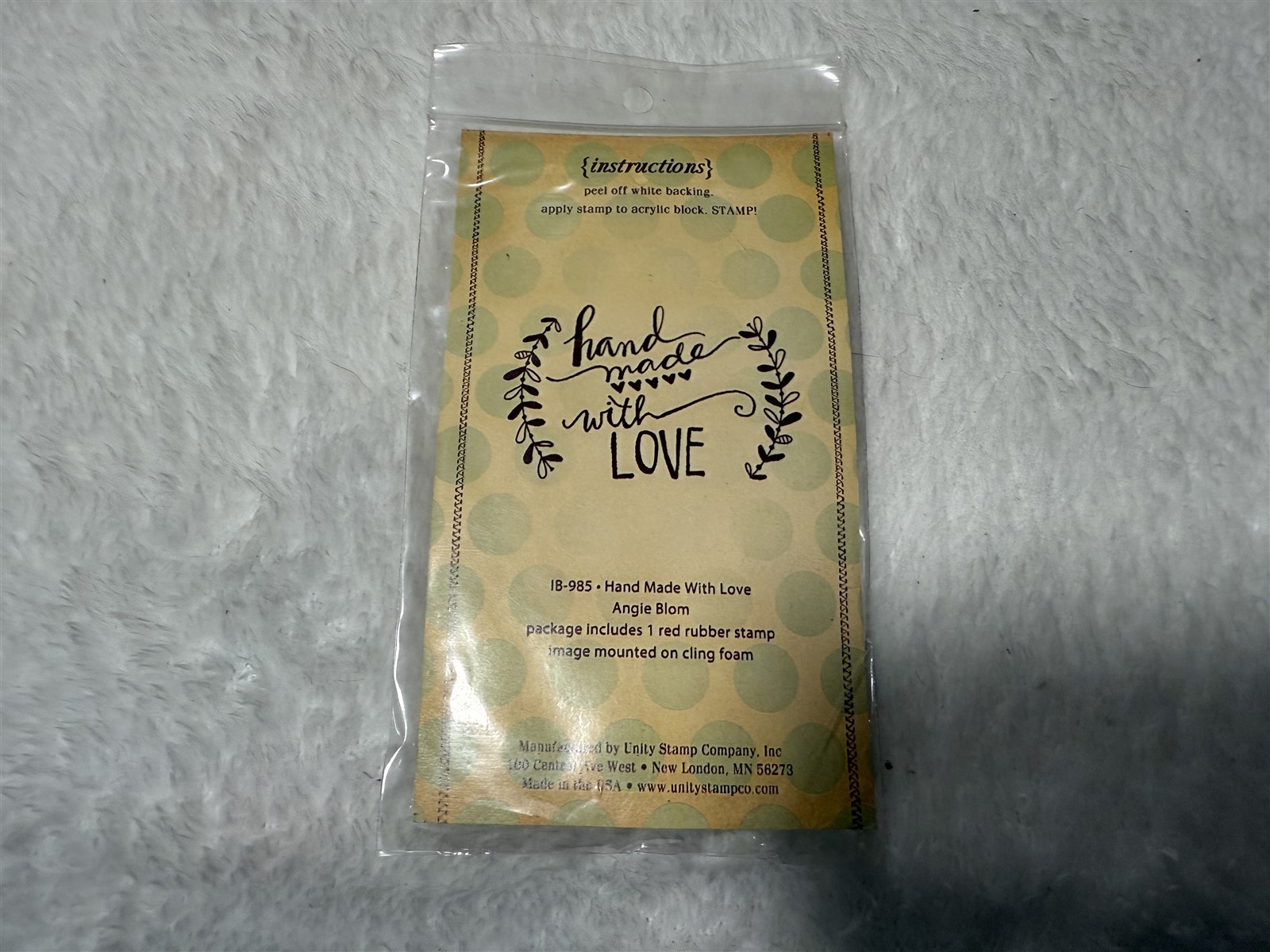 UNITY STAMP CO HAND MADE WITH LOVE RUBBER STAMPS SET