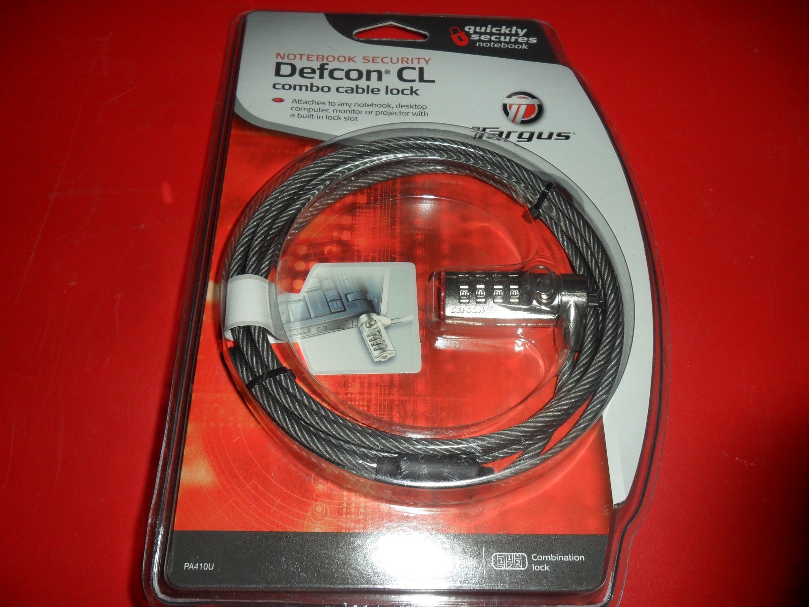 Targus DEFCON CL Combo Cable Lock 6.5 Feet Notebook Laptop Security
