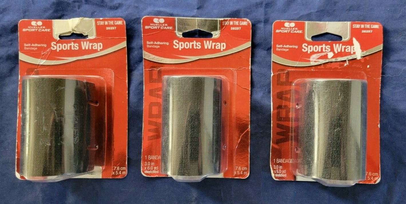 Mueller Sports Wrap Self-Adhering 3" x 60Y 3 Rolls Black