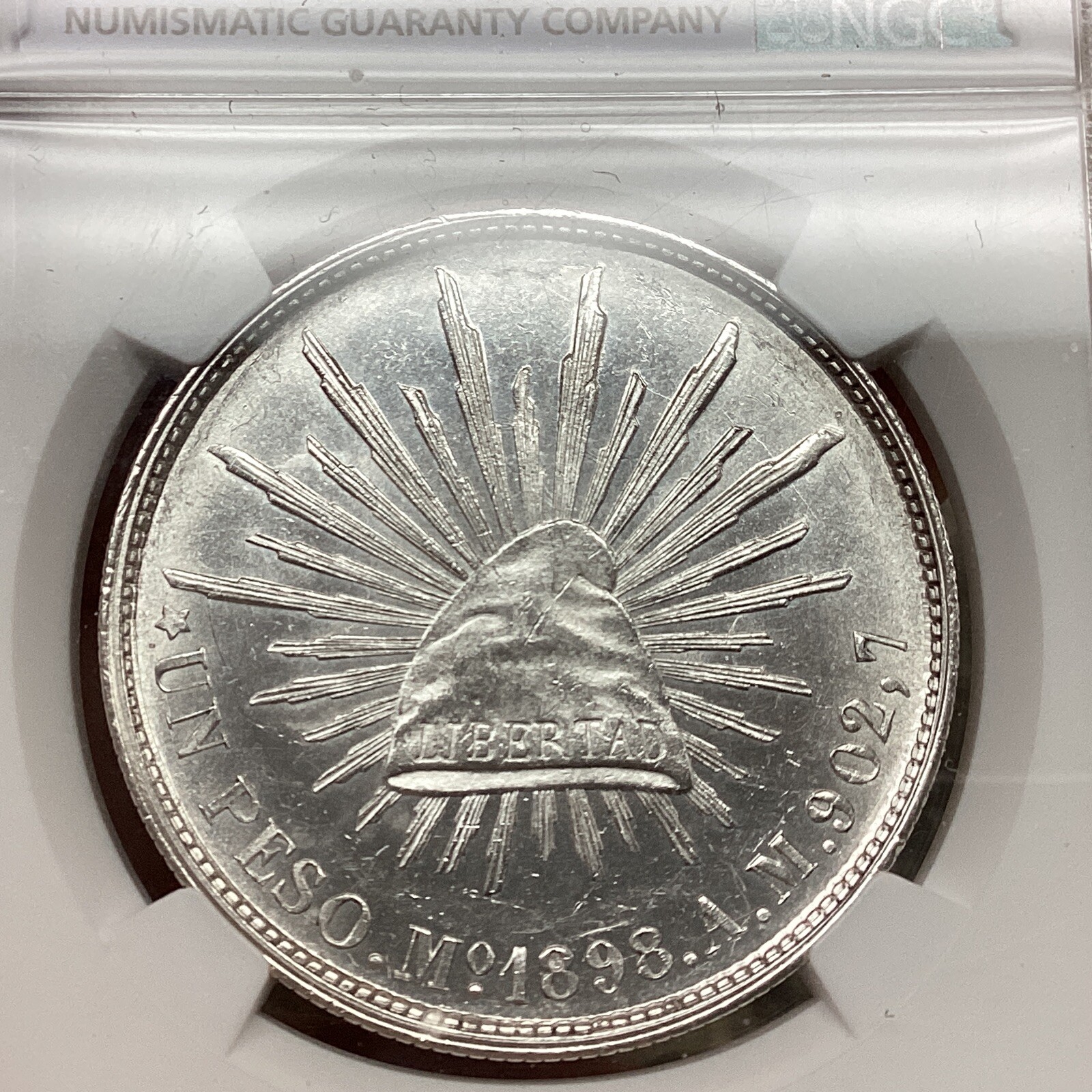 Mexico 1898 MO AM Peso Restrike NGC Ms63