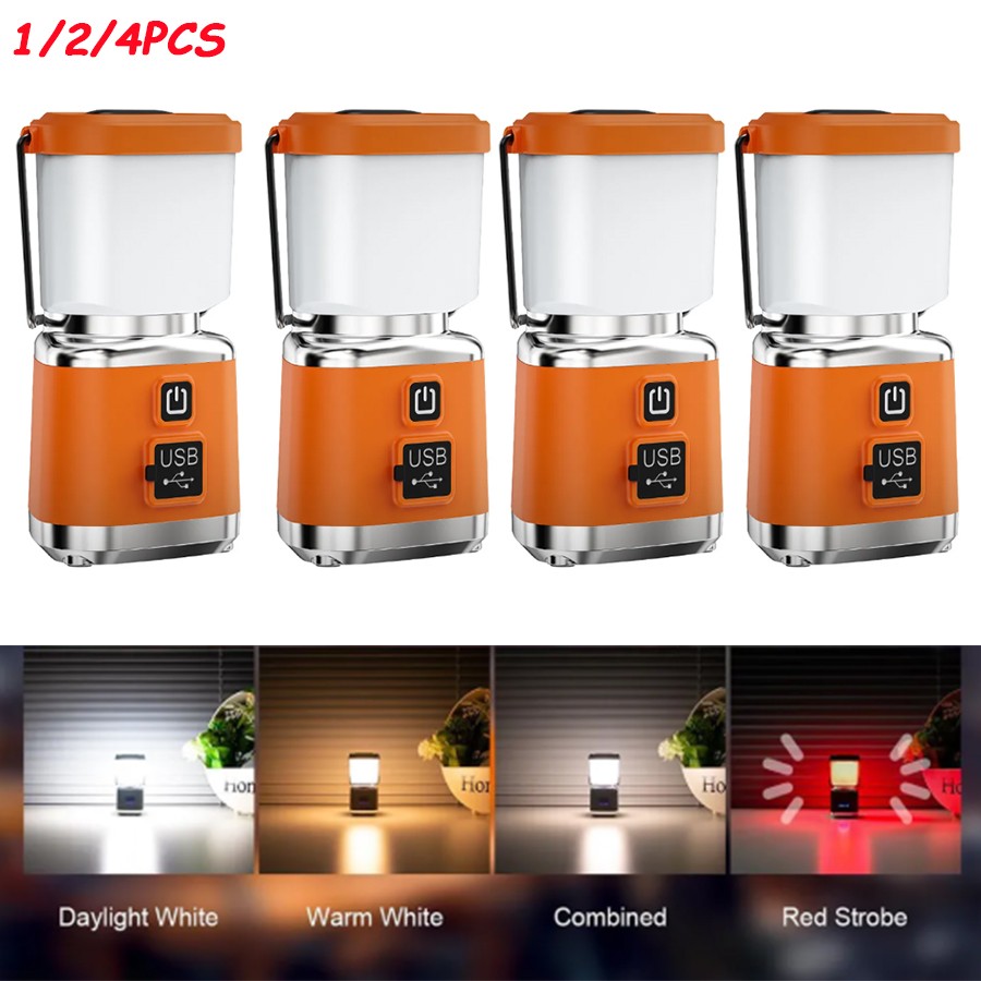 1-4Pack Portable LED Camping Lantern Light USB Rechargeable Lamp 1000LM Bright