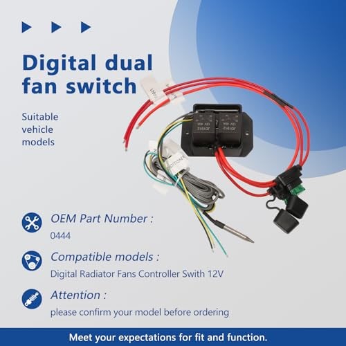 12V 24V Digital Radiator Fans Controller Switch Adjustable Temperature Range