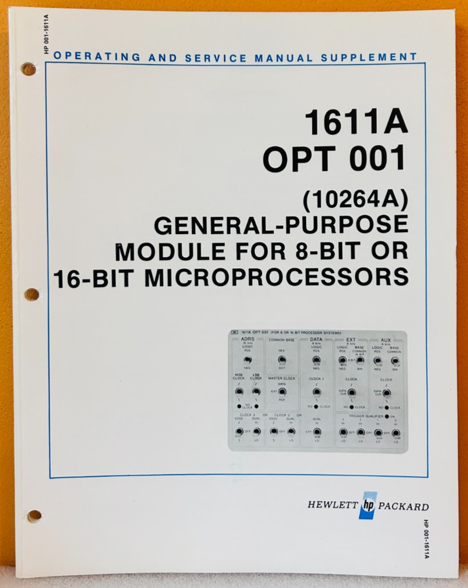 HP 10264-90902 1611A Opt 001 Module for 8/16 Bit Microprocessors Service Manual.