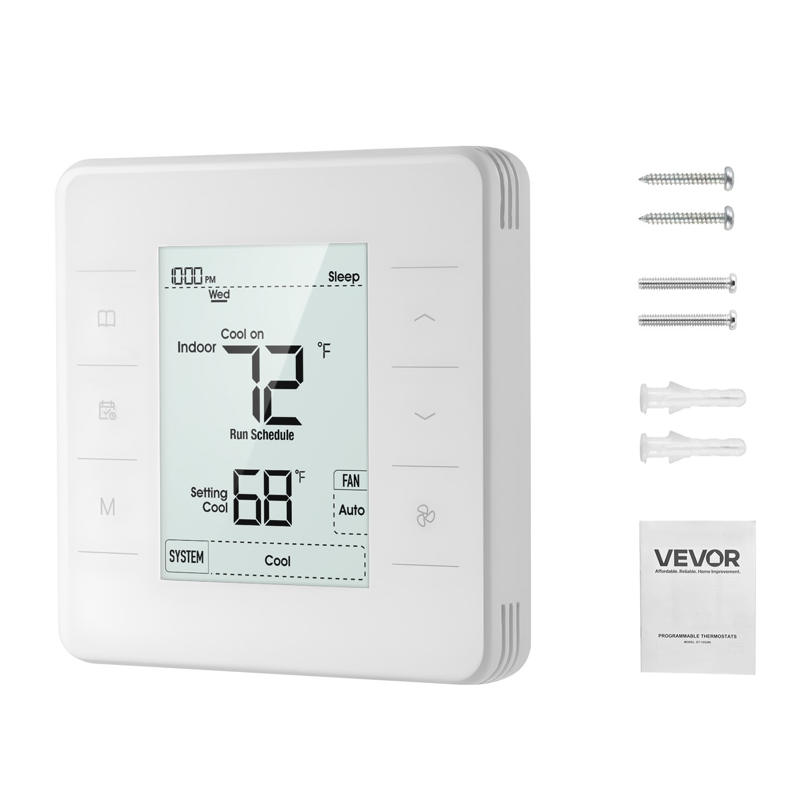 VEVOR 7 Day Programmable Thermostat for Heat Pump Air Conditioner White