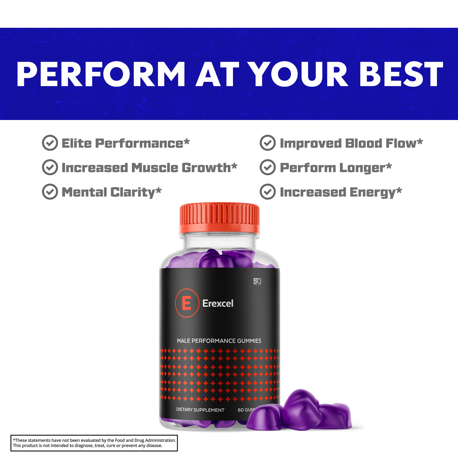 (3 Pack) Erexcel Gummies For Men, Advanced Performance Supplement 180 Gummies