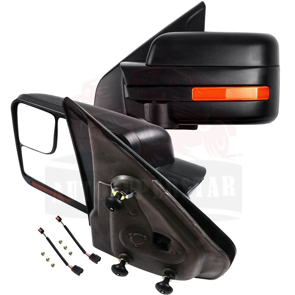 2pcs Power Heated Tow Mirrors w/ Streamer Signal For 2004-2014 Ford F150 Pickup