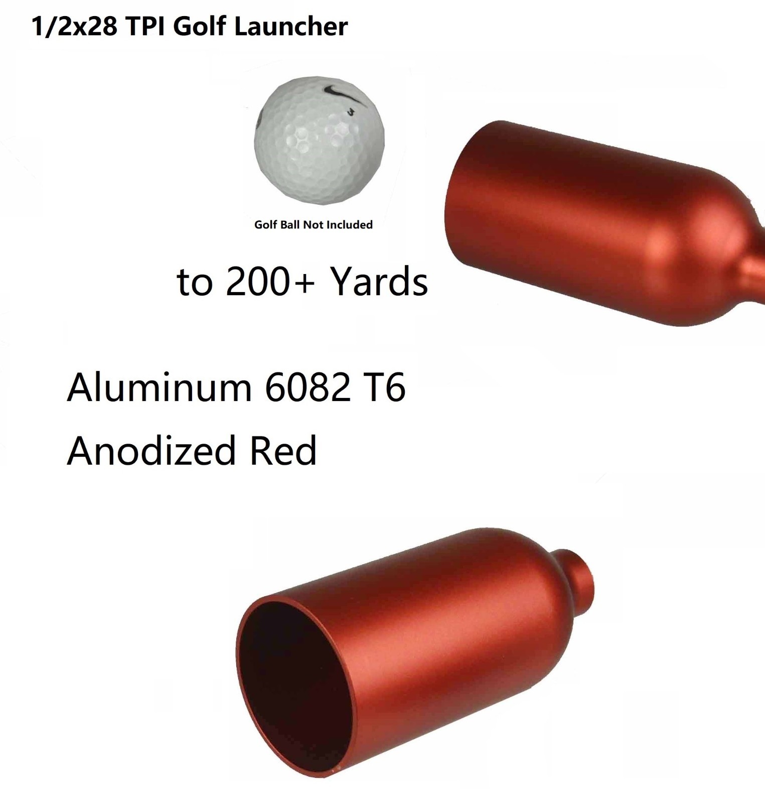 1/2x28 TPI Red Golf Ball Launcher 200 Yards+