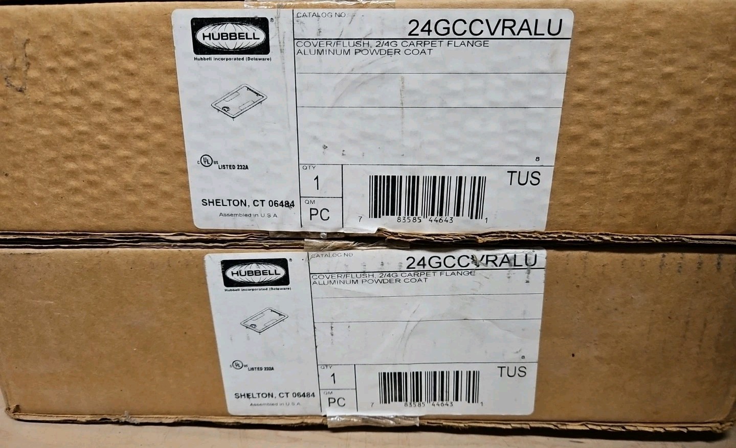 Lot Of 2 - HUBBELL 24GCCVRALU COVER FLUSH 2/4G CARPET FLANGE ALUMINUM